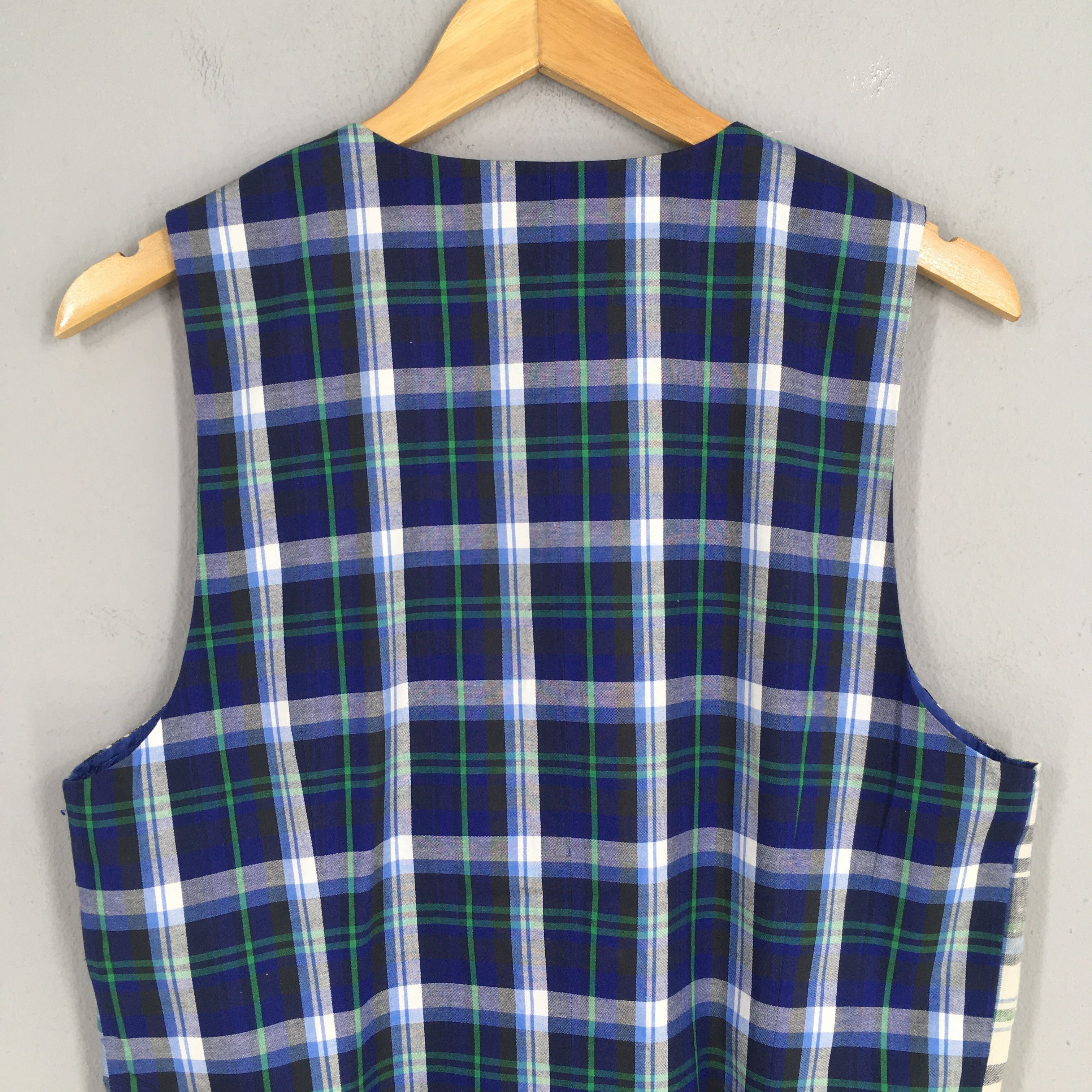 Sacai Sacai Japan Tartan Plaid Blue Linen Vest Jacket Size 2 Size US M / EU 48-50 / 2 - 7 Thumbnail