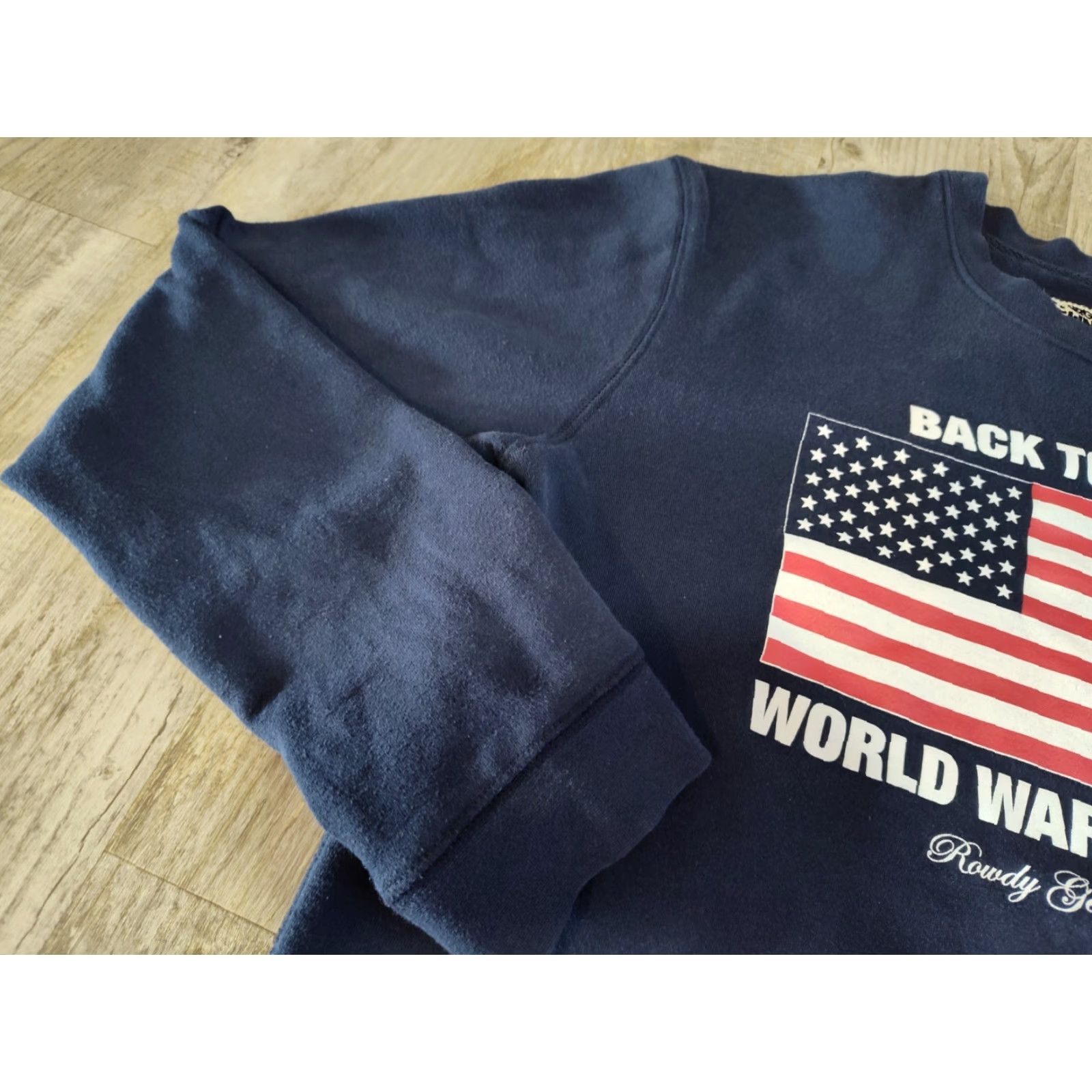 Vintage Rowdy Gentleman Sweatshirt Back To Back World War Champs USA L Blue Crew Neck Long Sleeve Graphic Print Pullover Mens Size Large Size US L / EU 52-54 / 3 - 5 Thumbnail