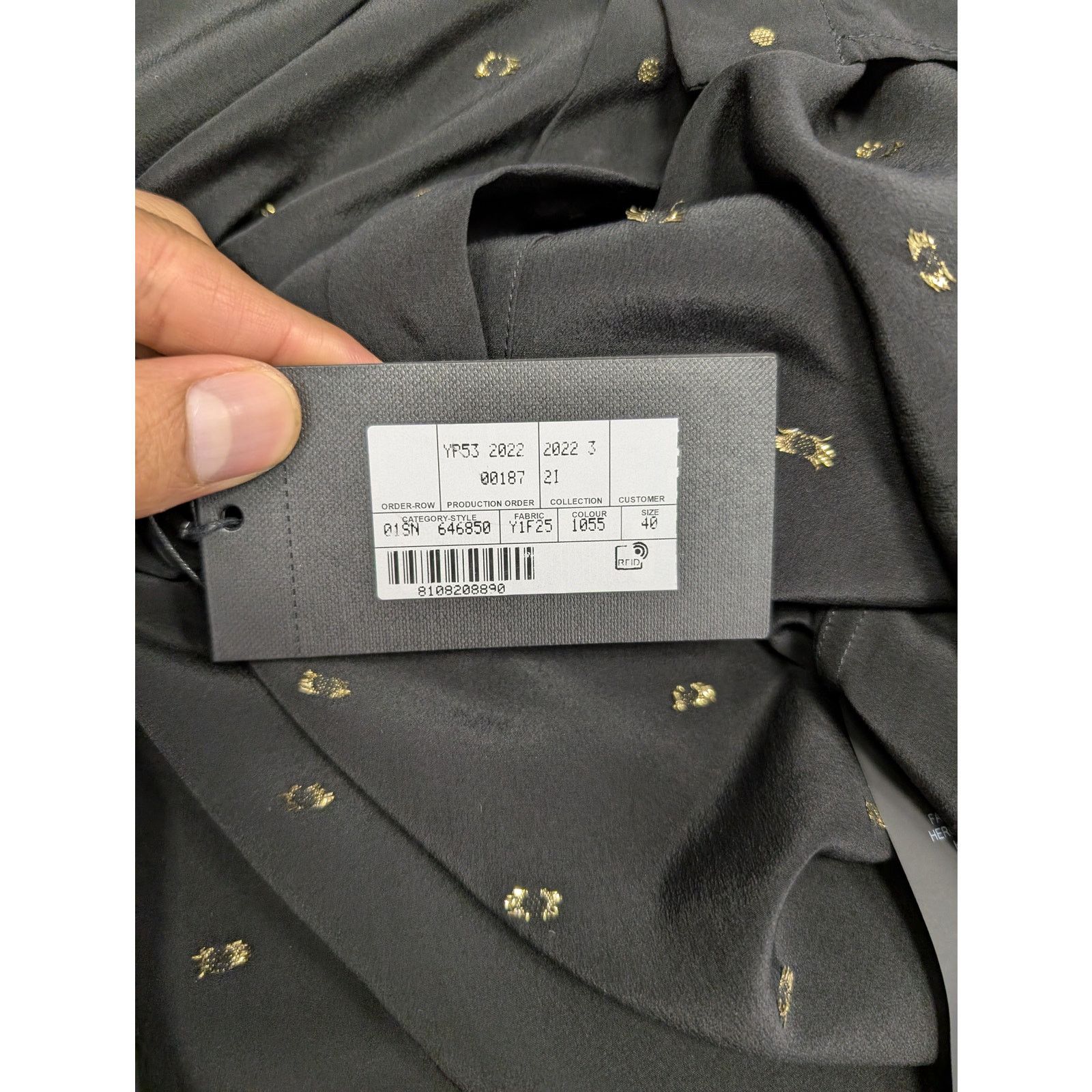 Saint Laurent Paris o1rshd1 Black with Gold Dots Button up Shirt in Black Size US M / EU 48-50 / 2 - 20 Thumbnail