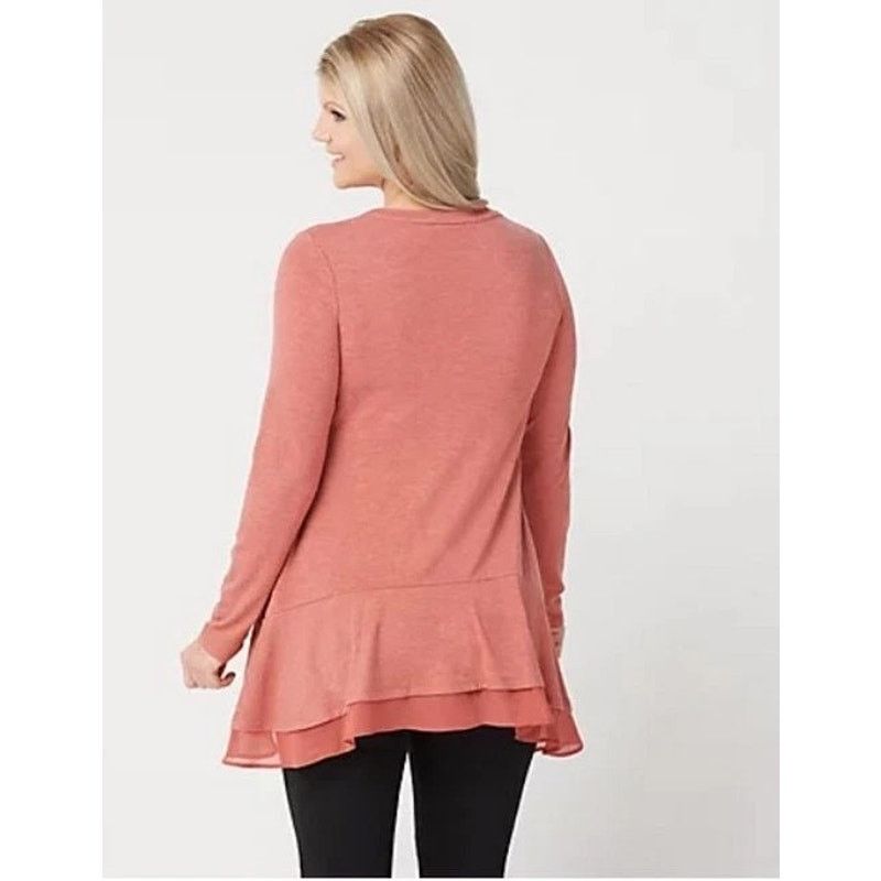 Other LOGO LOUNGE Chiffon Trim Jersey Tunic Top Pink Womens Large Size L / US 10 / IT 46 - 9 Thumbnail
