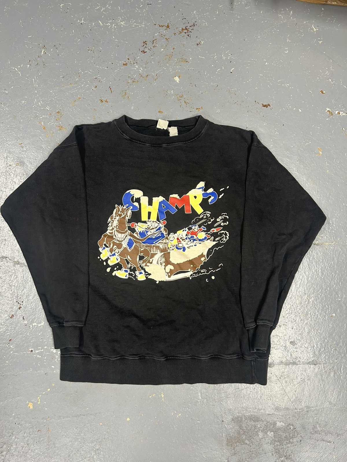 Vintage Crazy Vintage 90s Essential Black Graphic Sweatshirt Champs Size US L / EU 52-54 / 3 - 1 Thumbnail