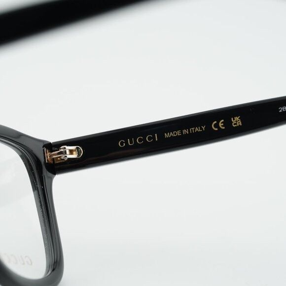 Gucci Gucci GG2104O 001 Eyeglasses Shiny Black 53mm Square Frame Size ONE SIZE - 7 Thumbnail