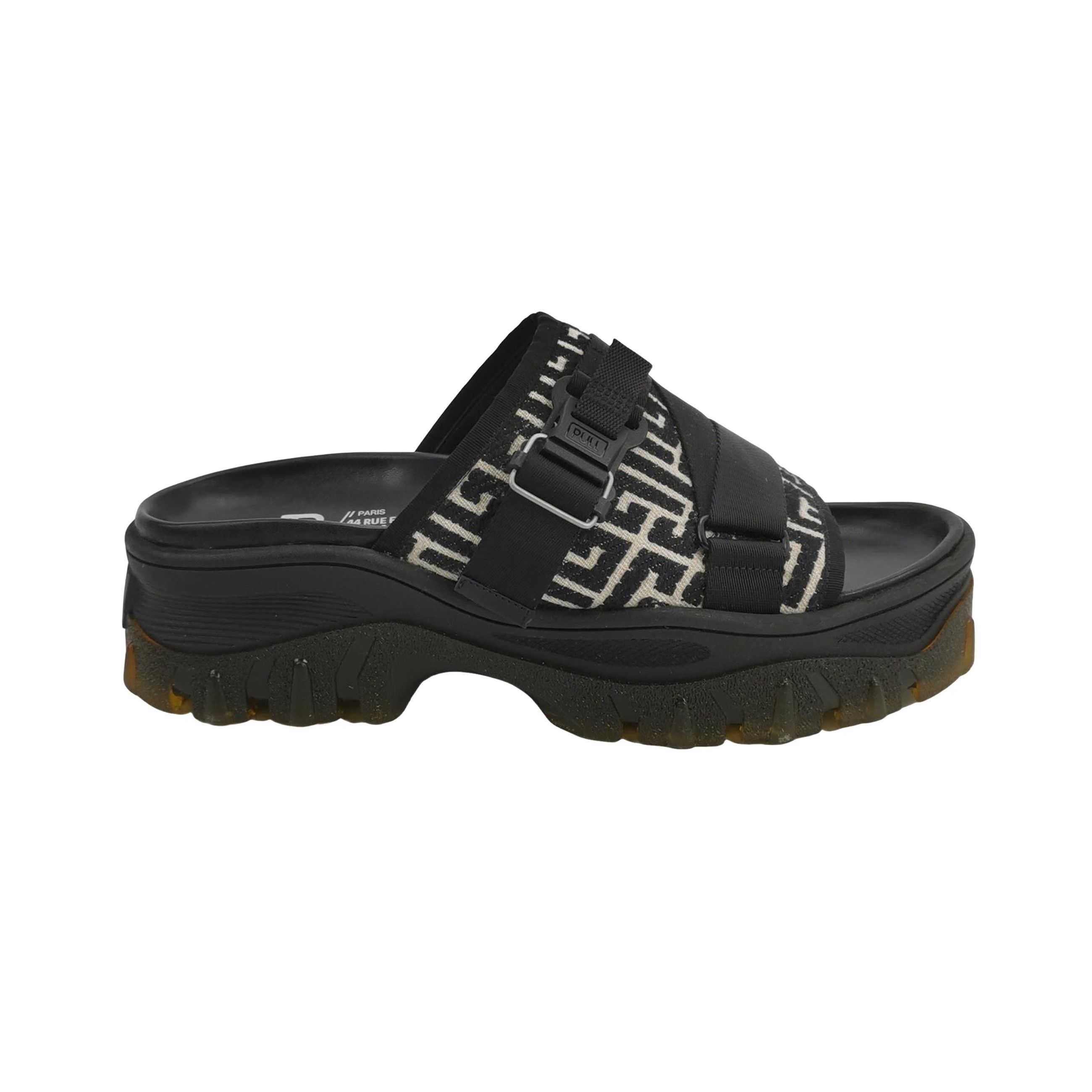 Balmain Balmain Monogram Canvas Buckle Slides Size 42 Size US 9 / EU 42 - 1 Thumbnail