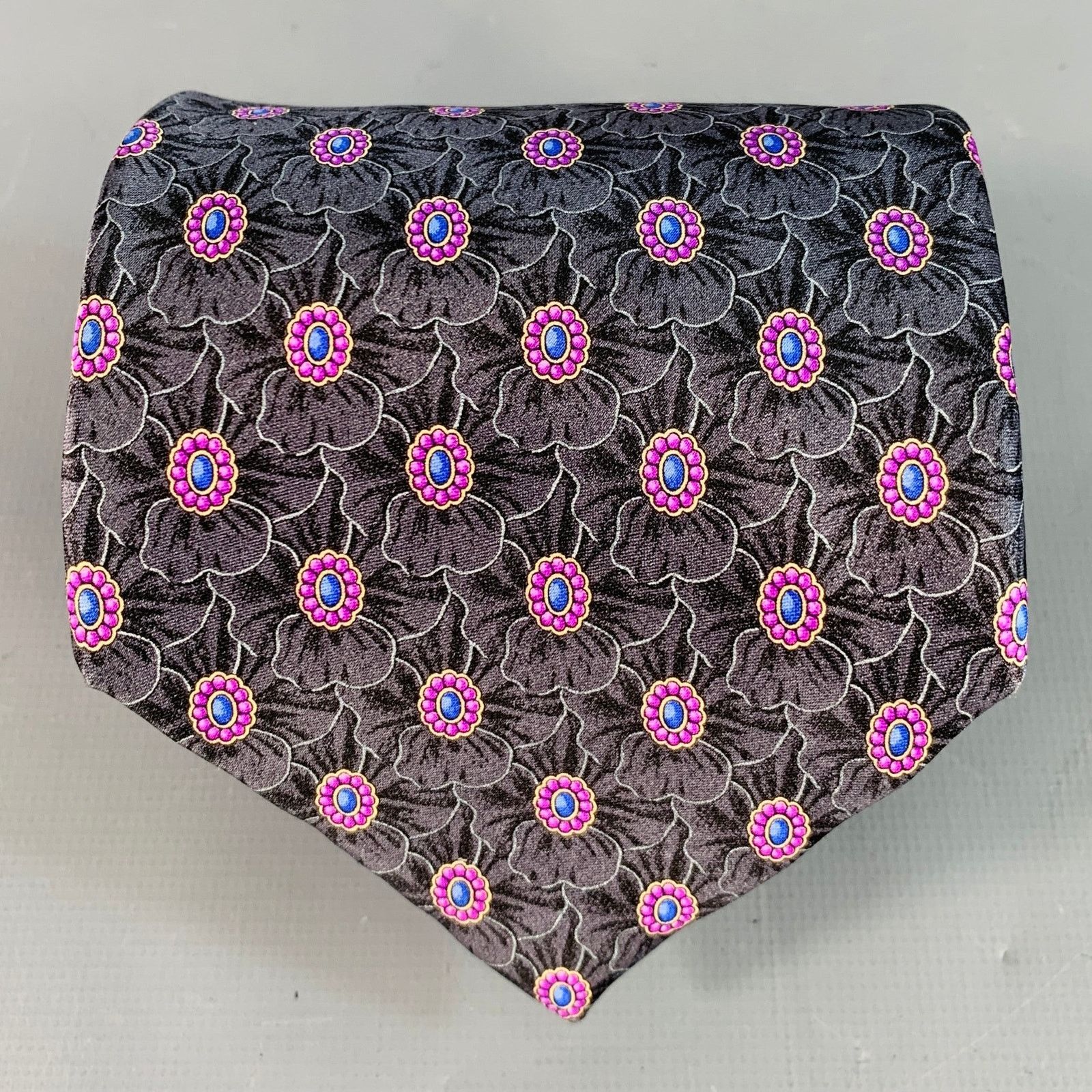 Other FABERGE Grey Purple Abstract Floral Silk Tie Size ONE SIZE - 1 Thumbnail