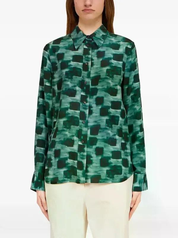 Salvatore Ferragamo o1s1rm0426 Abstract-print Button-up Shirt in Green Size L / US 10 / IT 46 - 3 Thumbnail