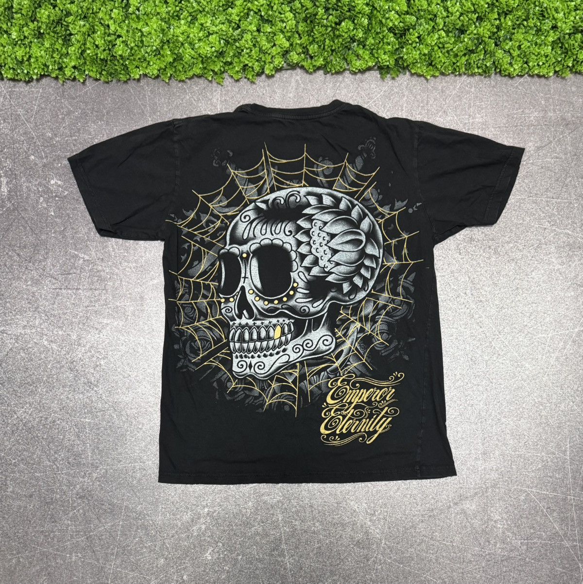 Ed Hardy Vintage Y2K Emperor Elernity Distressed Washed Sull T-Shirt Size US M / EU 48-50 / 2 - 2 Thumbnail