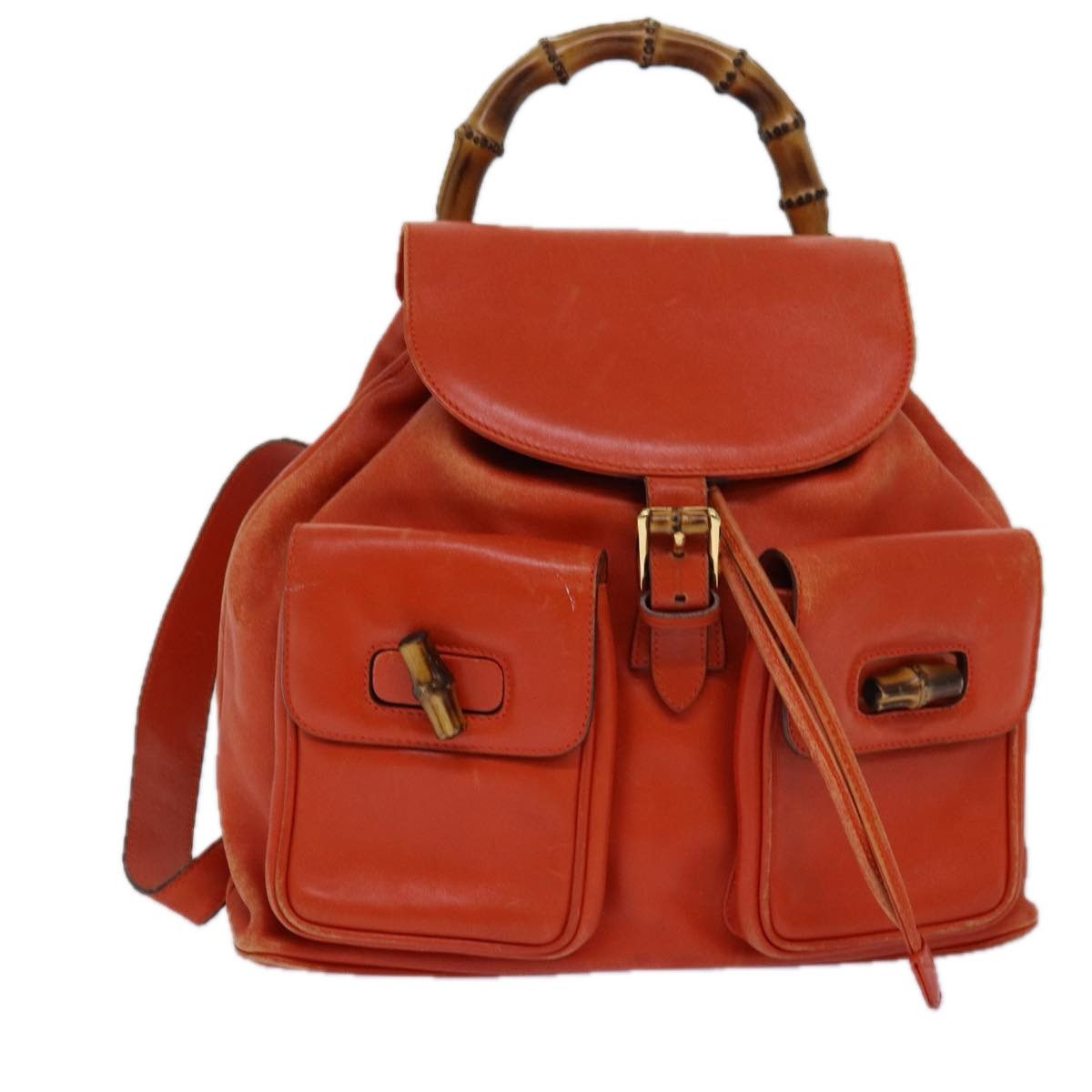 Gucci Bamboo Orange Leather Backpack Bag (Pre-Owned) Size ONE SIZE - 1 Thumbnail