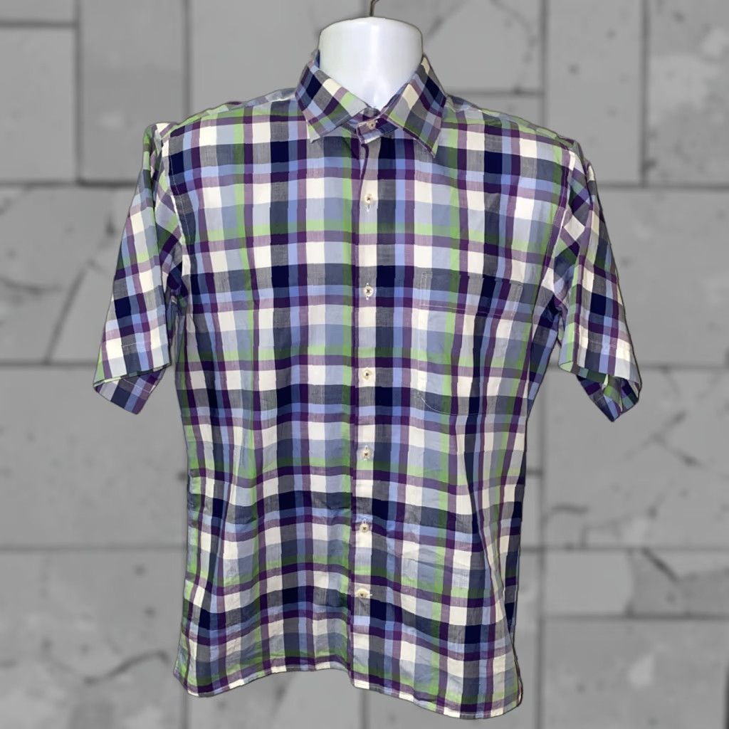 Peter Millar Peter Millar Shirt Mens Multi Color Checkered Short Sleeve Button Front Size M Colorful Casual Button-Up Size US M / EU 48-50 / 2 - 1 Thumbnail
