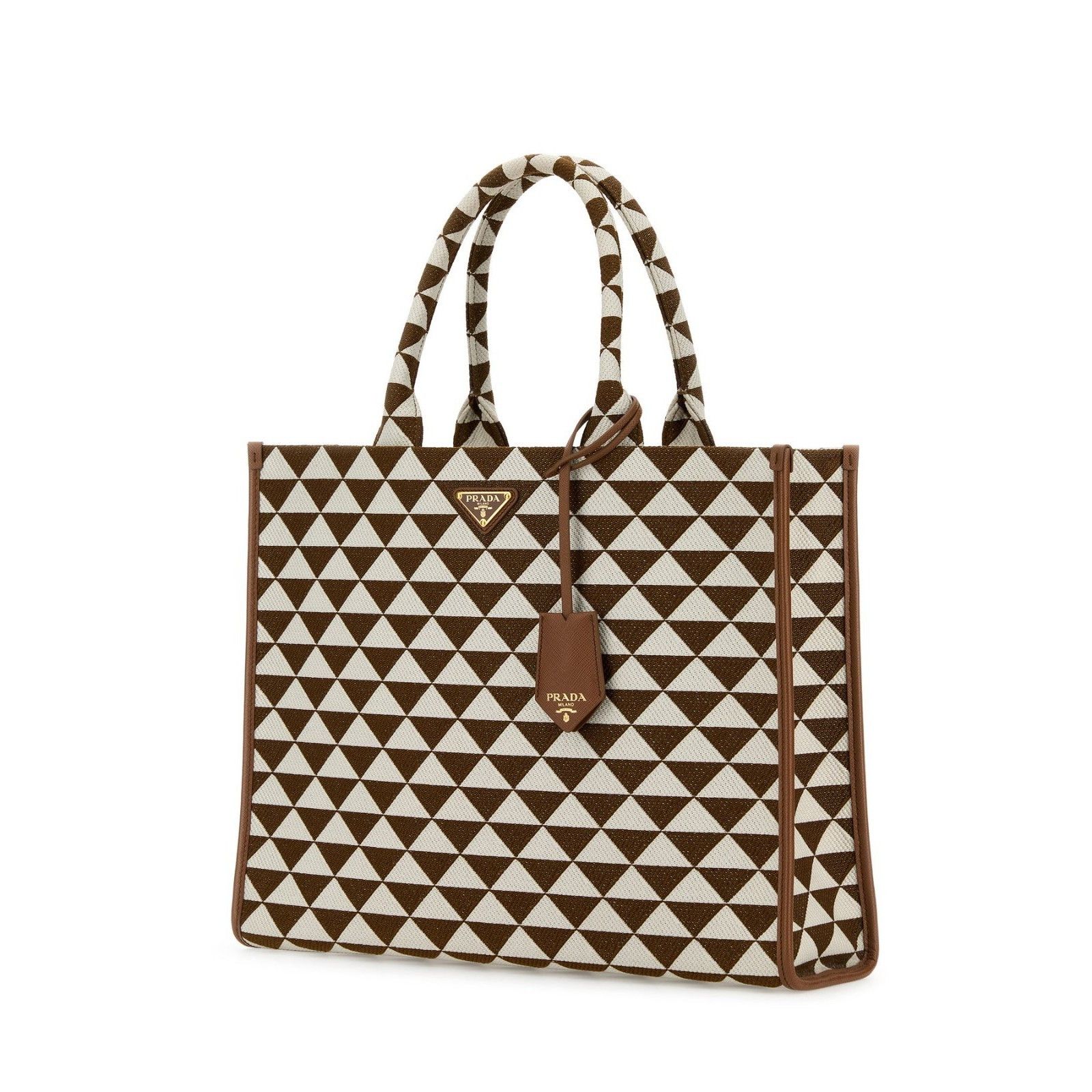 Prada PRADA Symbole Large Embroidered Brown Fabric Shopper Shoulde Size ONE SIZE - 2 Thumbnail