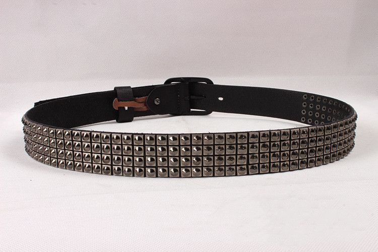 Leather Punk Studded Leather Belt Size ONE SIZE - 3 Thumbnail
