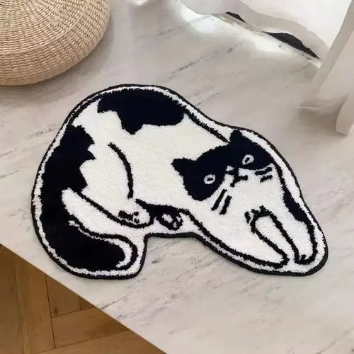 Handmade Design Soft Home Bedroom Cat Print Rug Carpet Size ONE SIZE - 2 Thumbnail