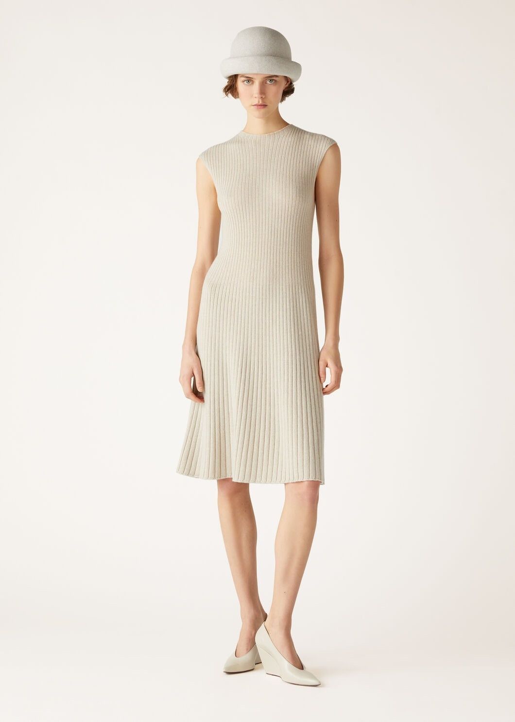 Loro Piana o1srvl11e0825 FAO5744 Cervatto Midi Dress in Light Beige Size L / US 10 / IT 46 - 2 Thumbnail