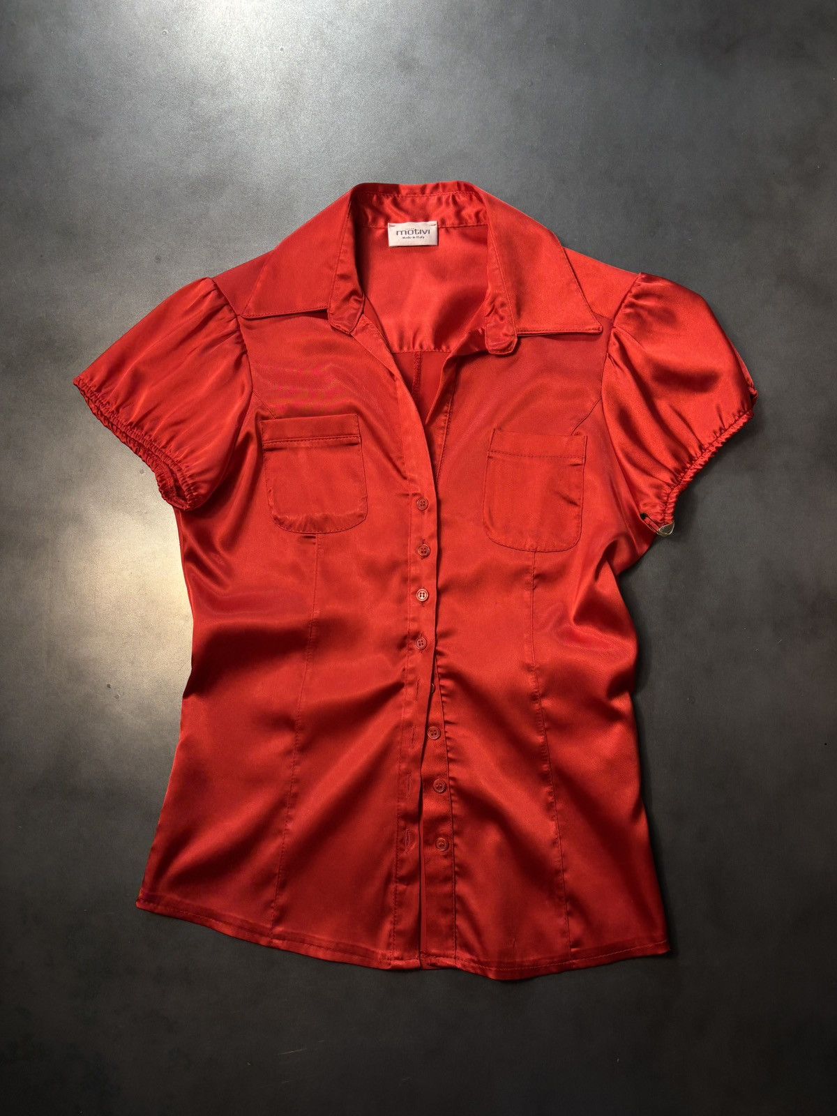 MotivMfg × Vintage Vintage Motivi Satin Shirt Short Sleeve Italy Y2K 1990s 2000 Size M / US 6-8 / IT 42-44 - 13 Thumbnail