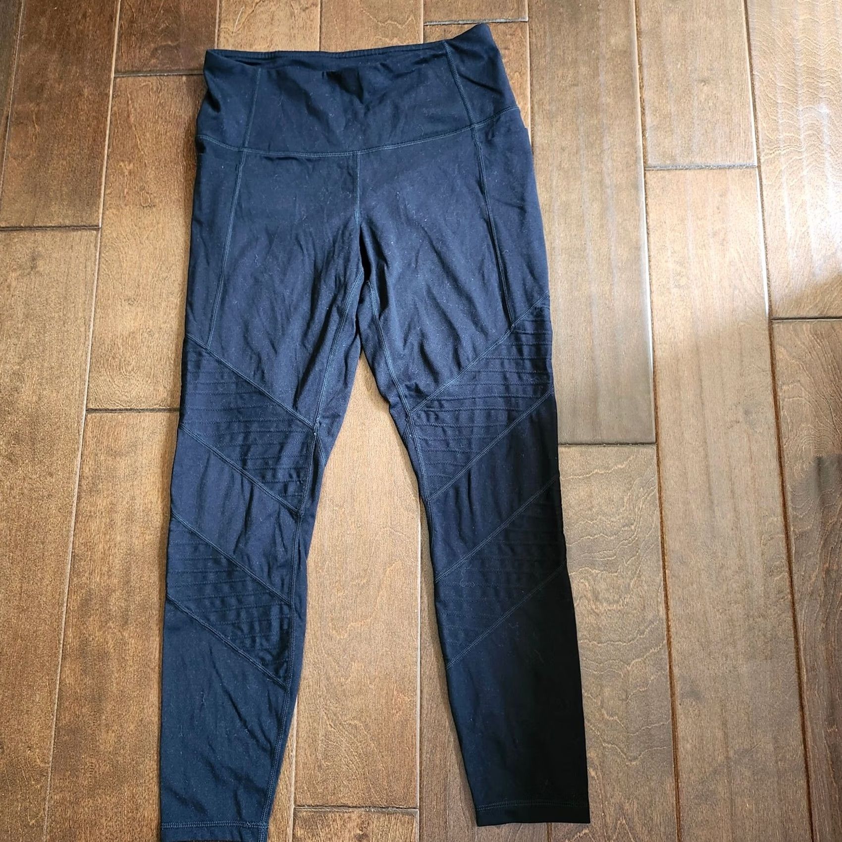 Vintage Members Mark Women's 7/8 Active Moto Pocket Black Leggings - Size M Size 32" / US 10 / IT 46 - 2 Thumbnail