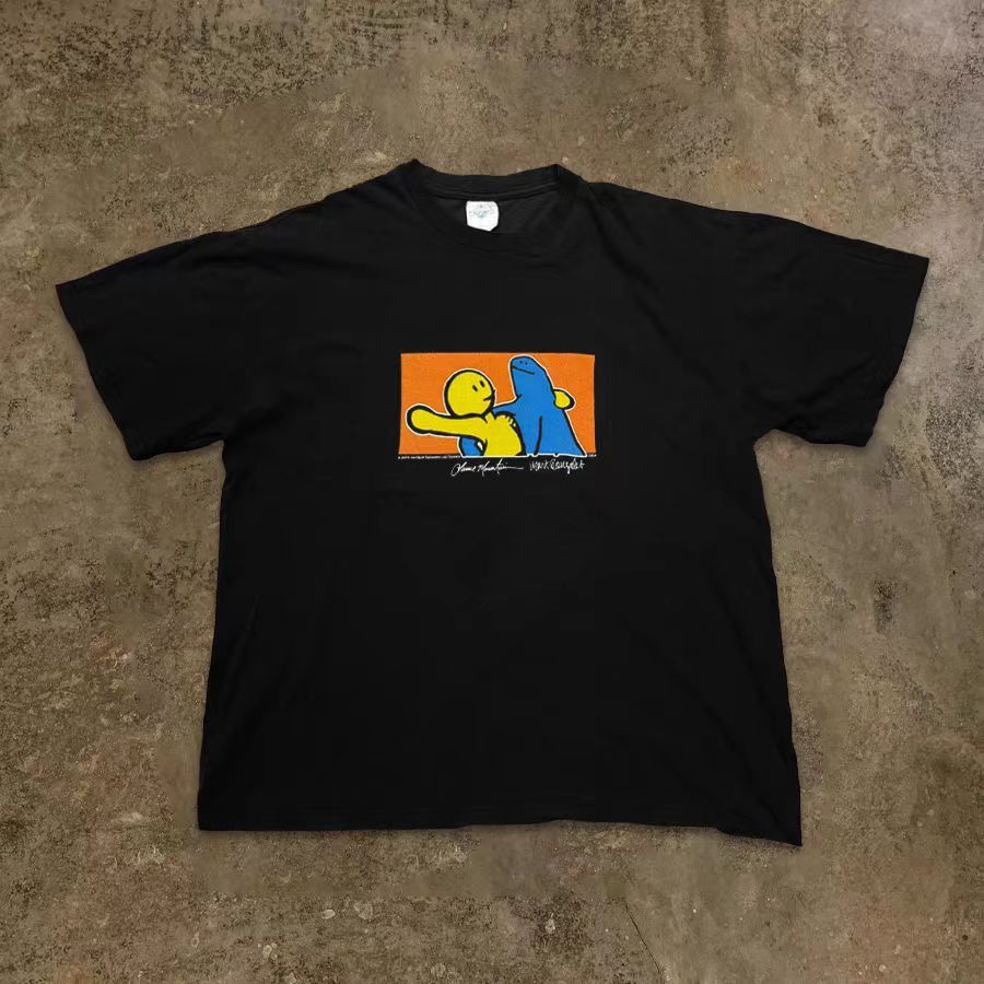Vintage Black casual retro loose cartoon print tee Size US M / EU 48-50 / 2 - 1 Thumbnail