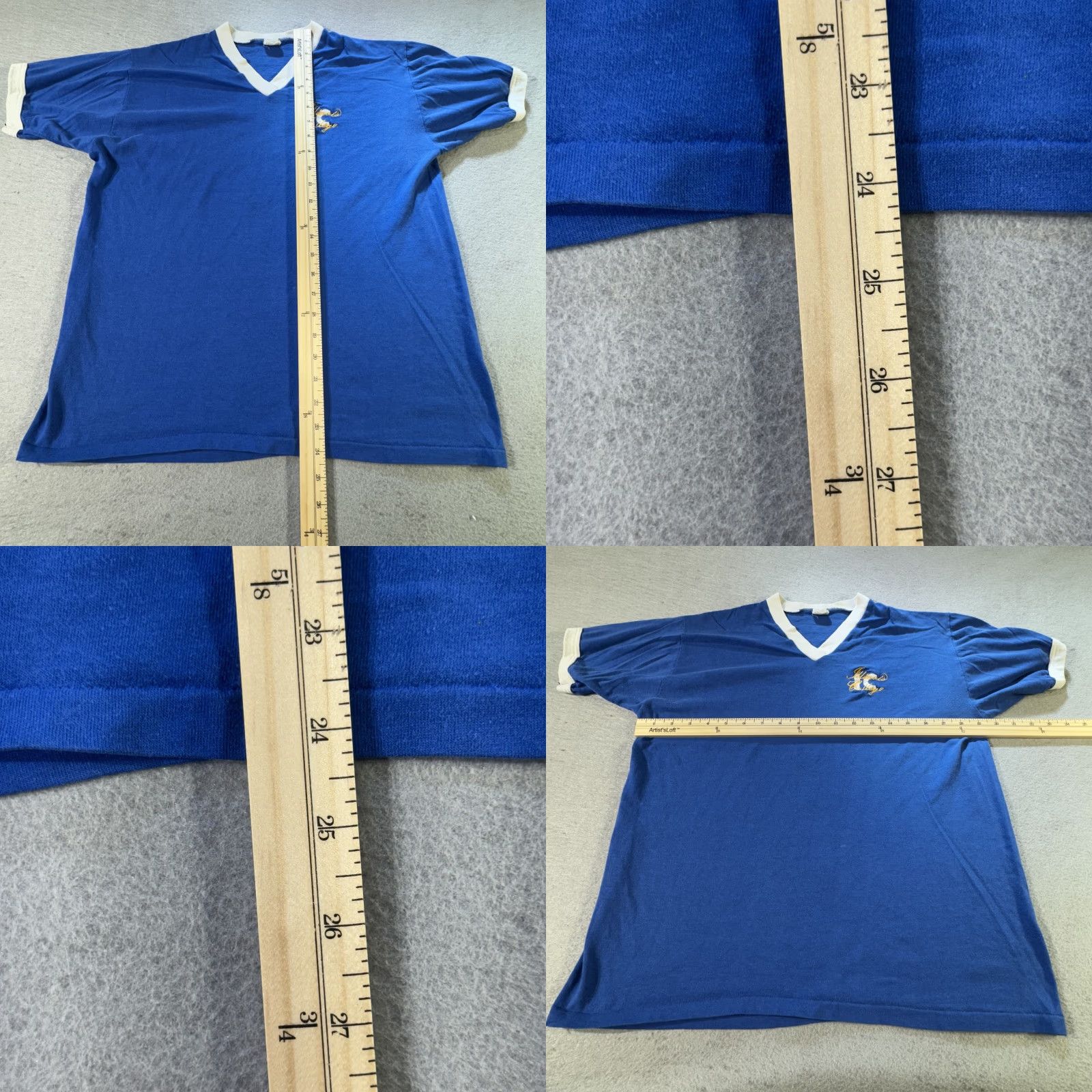 Velva Sheen VINTAGE Illinois College Shirt Mens Large Blue White Velva Sheen Ringer 80s Tee Size US L / EU 52-54 / 3 - 9 Thumbnail