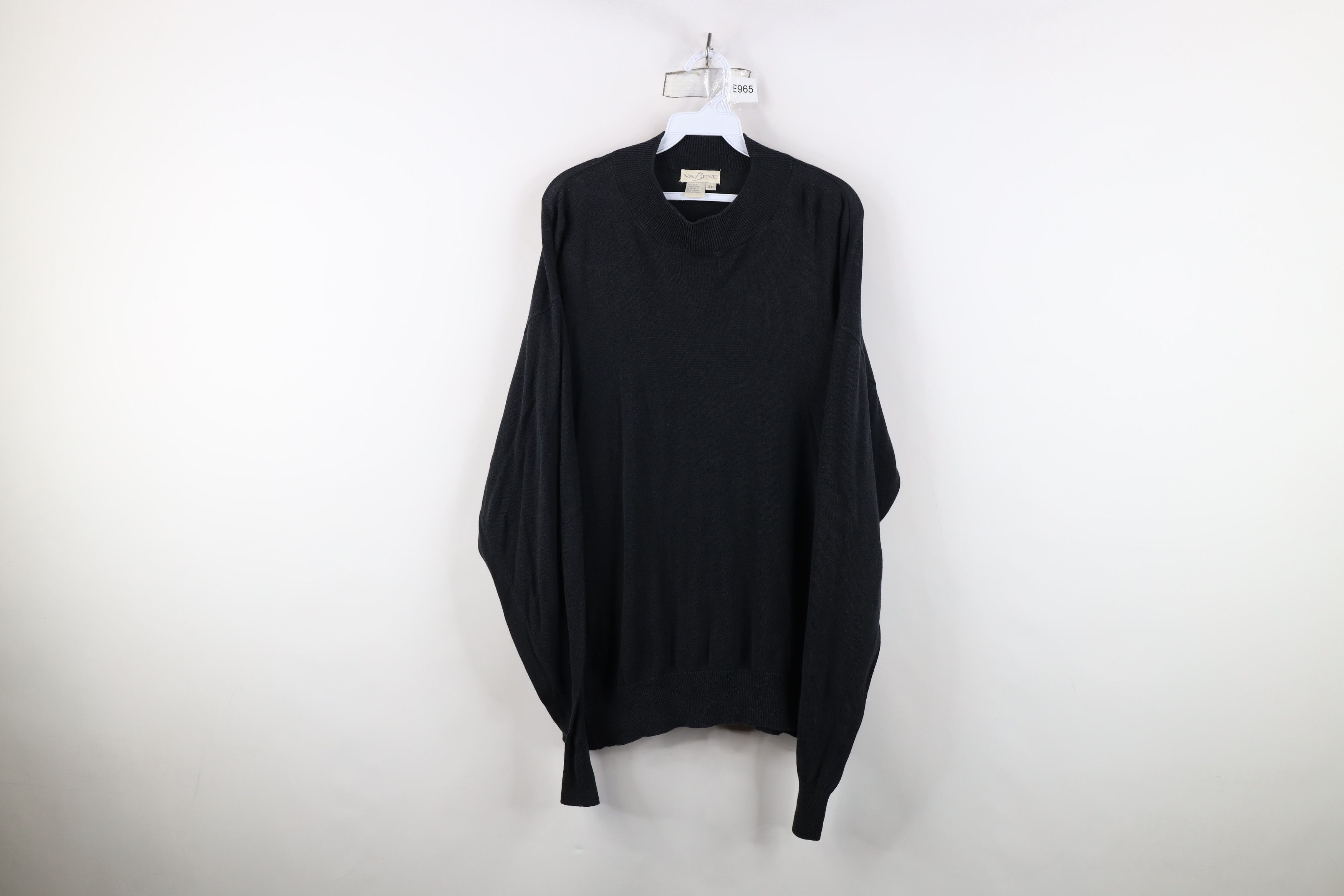 Vintage Vintage 90s Streetwear Blank Silk Blend Knit Sweater Black Size US XXL / EU 58 / 5 - 1 Thumbnail