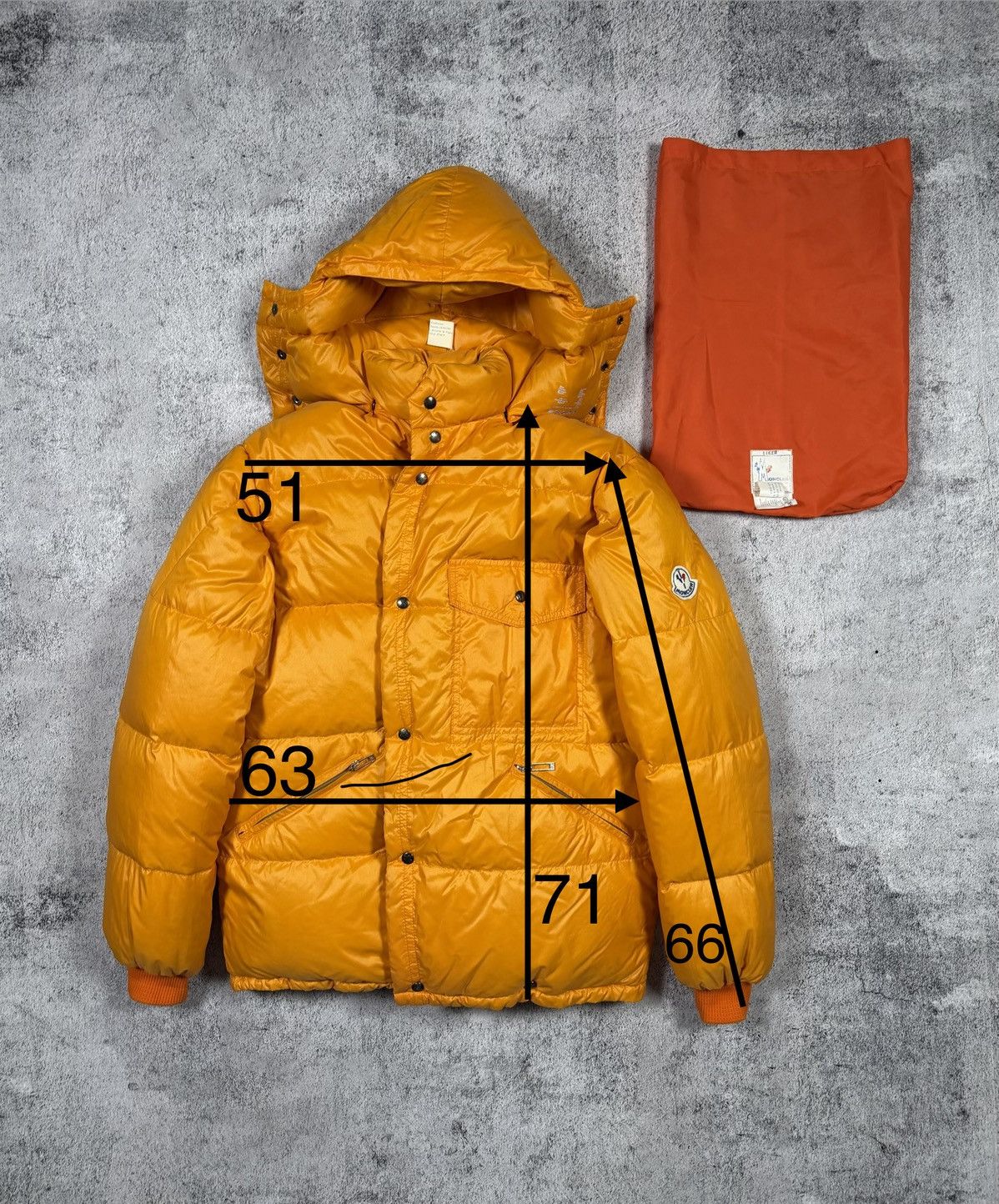 Moncler Vintage Moncler Down Jacket Orange Hooded Made in Italy 1981 Size US XL / EU 56 / 4 - 18 Thumbnail