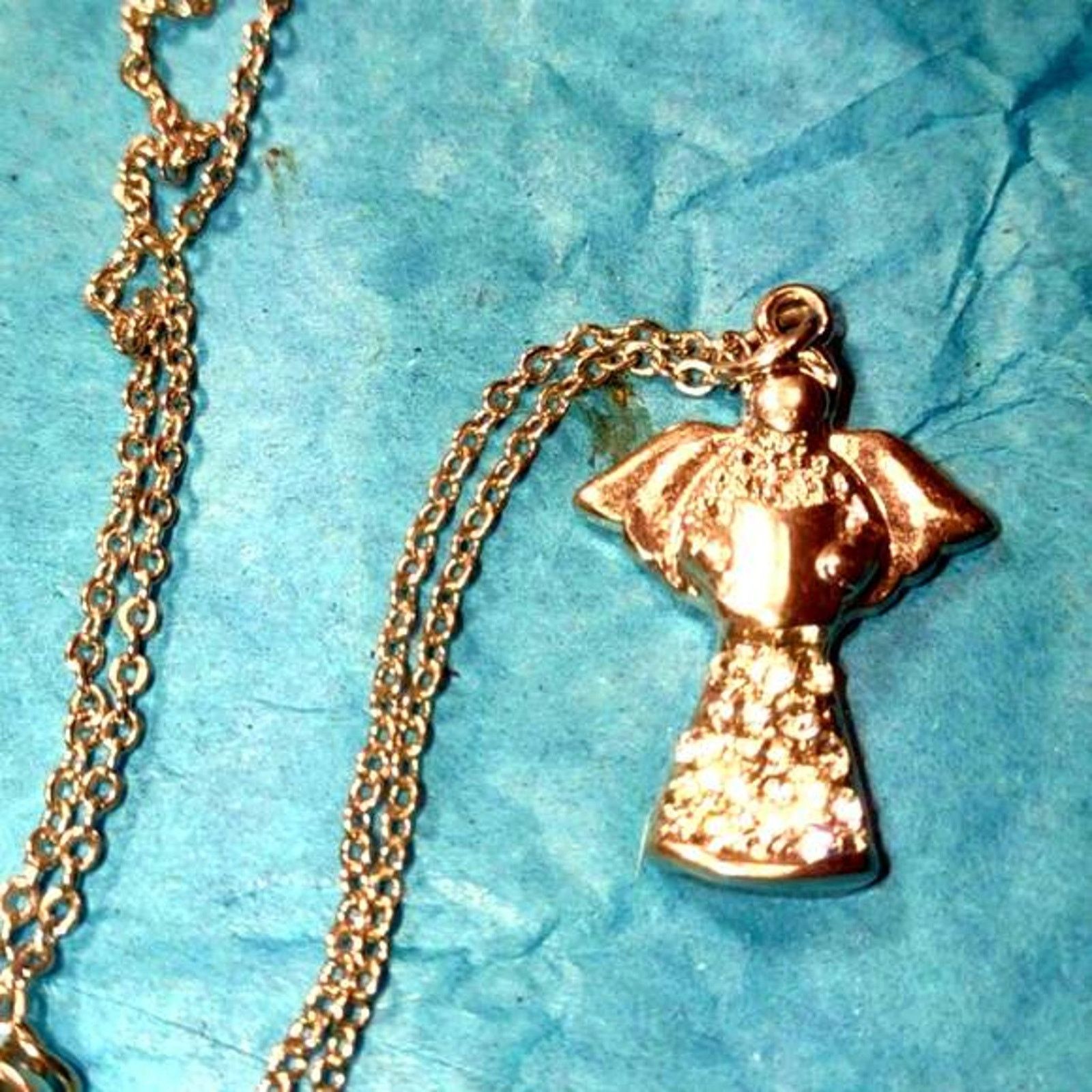 Vintage Gorgeous silver angel necklace with rhinestones Size ONE SIZE - 1 Preview