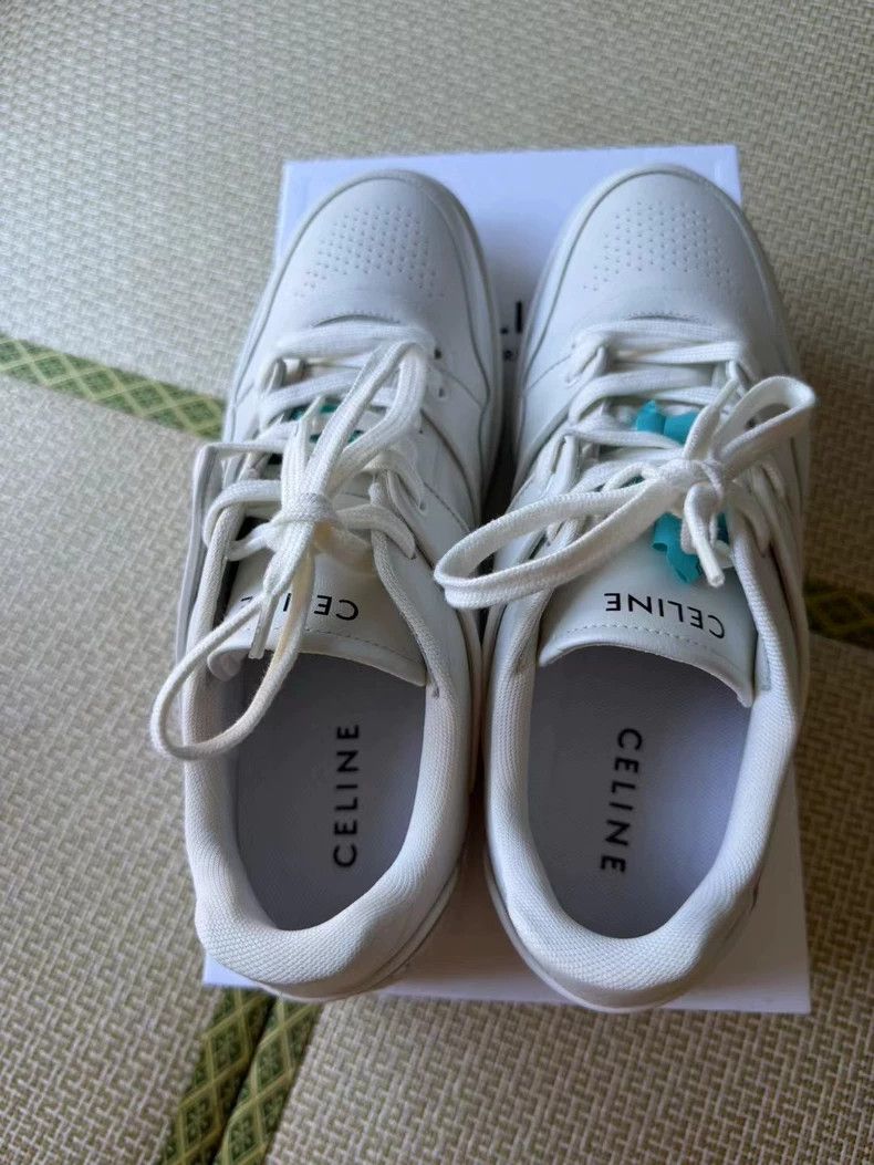 Celine CELINE Letter LOGO small white shoes Size US 12 / EU 45 - 2 Thumbnail