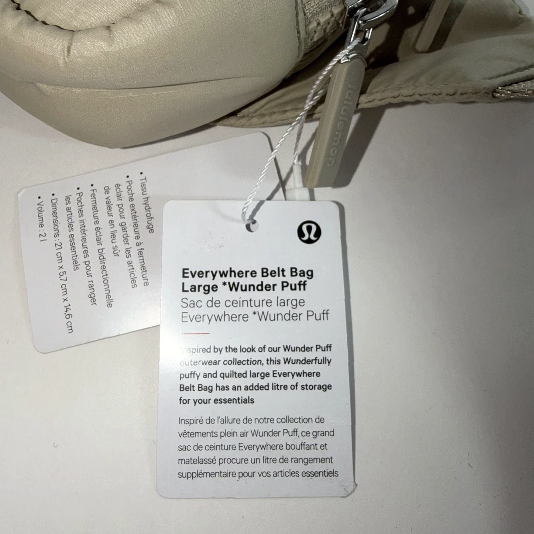 Lululemon Lululemon Everywhere Belt Bag Large Wunder Puff Trench Beige New Size ONE SIZE - 7 Thumbnail