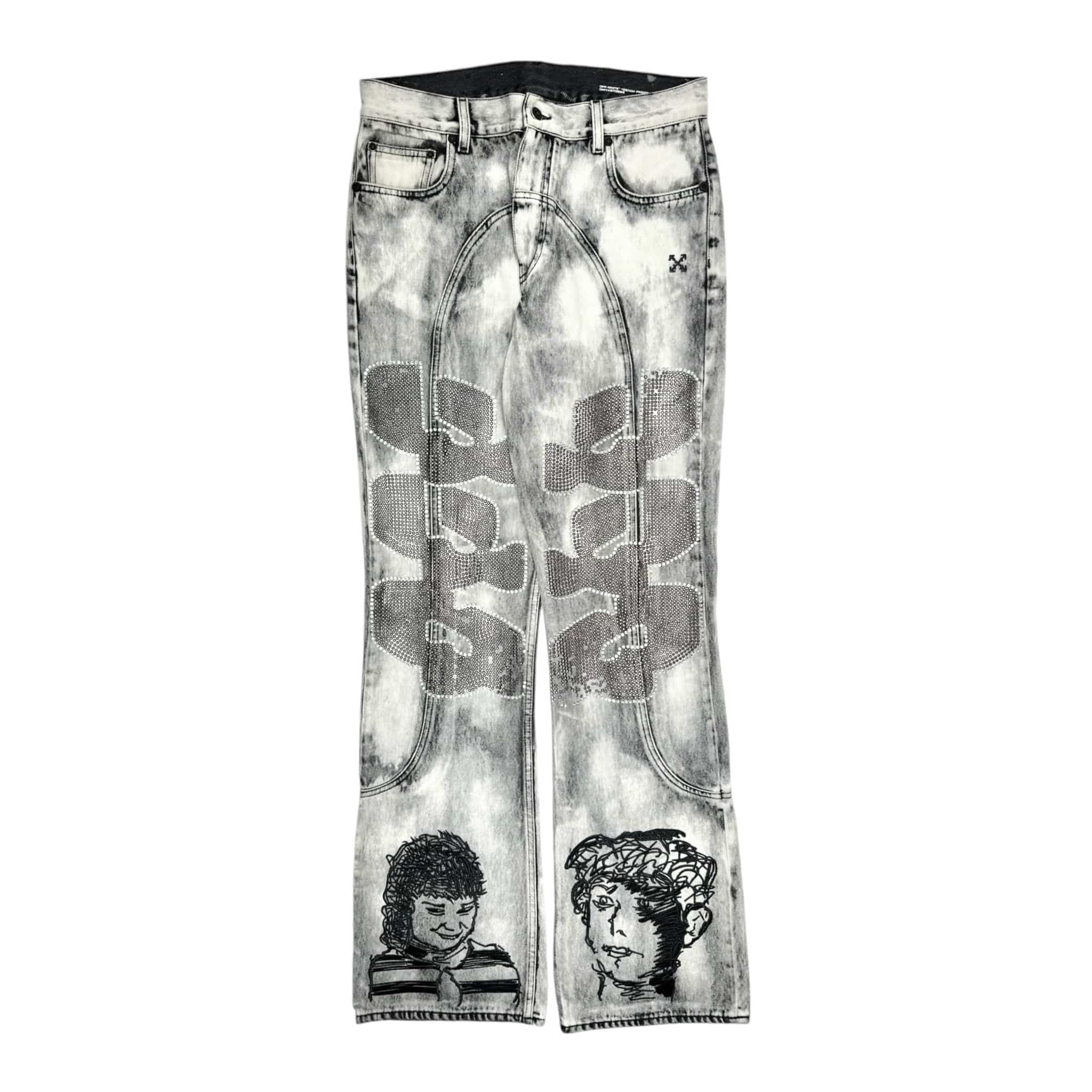 Off White Ev Bravado Crystal Denim Jeans