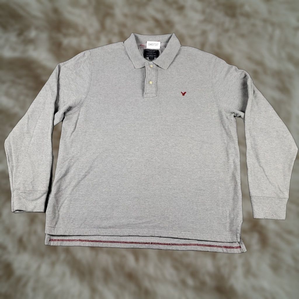 American Eagle Outfitters American Eagle Outfitters Polo Shirt Mens XL Gray Casual Long Sleeve Adult Size US XL / EU 56 / 4 - 1 Thumbnail