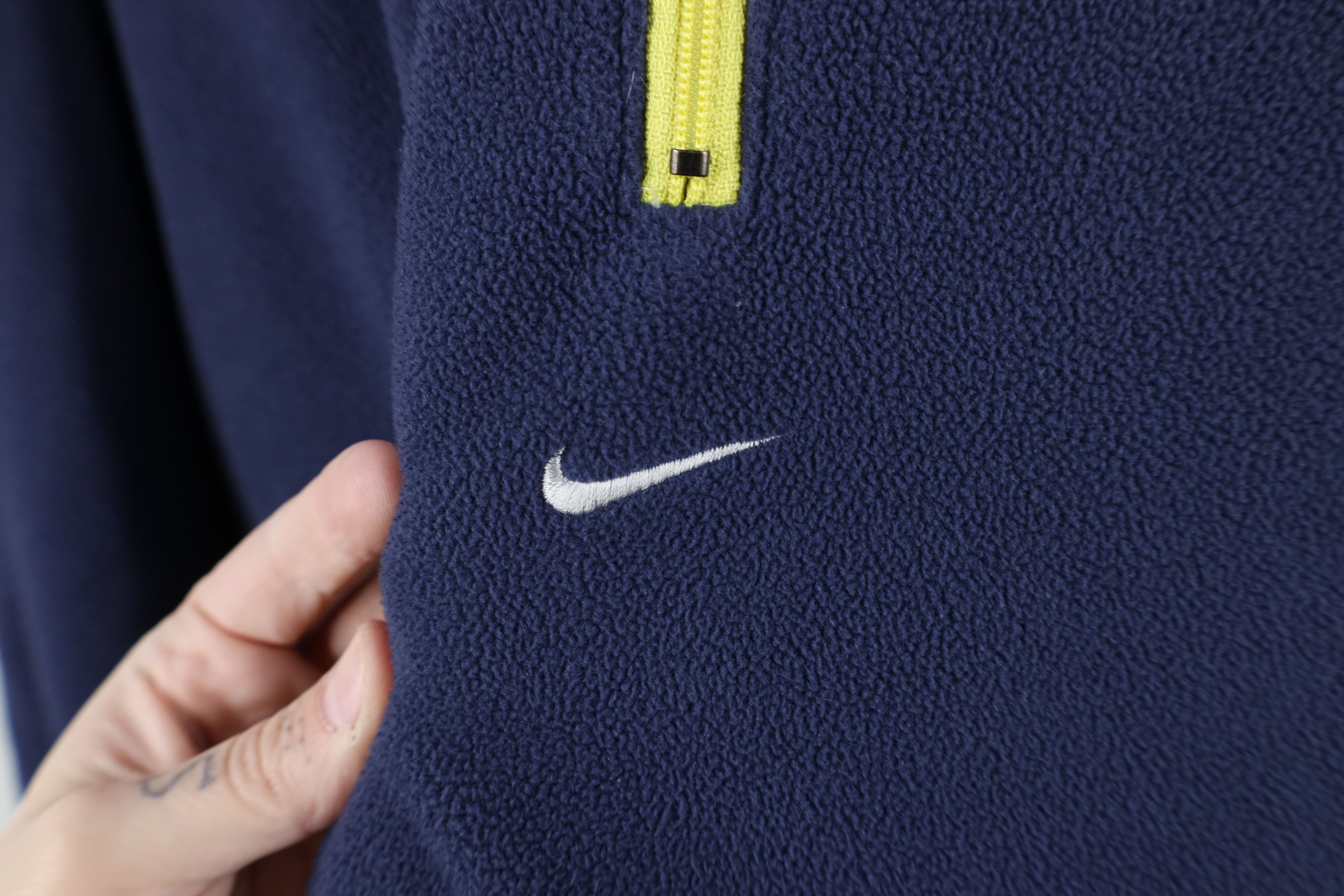 Nike × Vintage Vintage 90s Nike Alpha Project Swoosh Fleece Sweater Blue Size US L / EU 52-54 / 3 - 4 Thumbnail