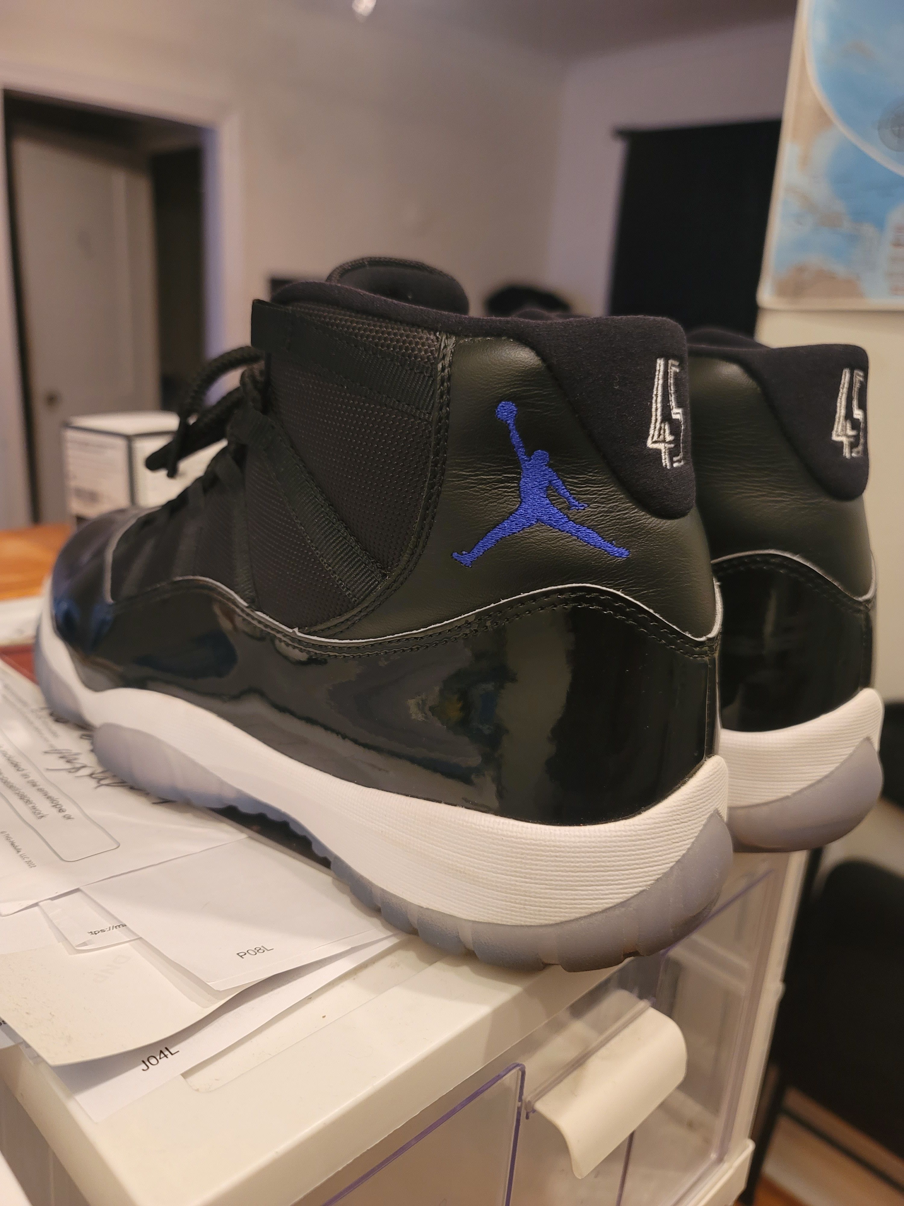 image of Air Jordan 11 Space Jam Size 14 Shoes in Black, Men's