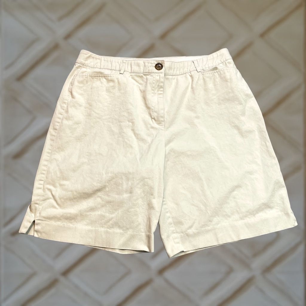 Vintage Kim Rogers Sweatshorts Womens 18 Beige Stretch Button Cotton Solid Soft 10" Inseam Insm Plus Size Size 25" / US 0 / IT 36 - 1 Thumbnail