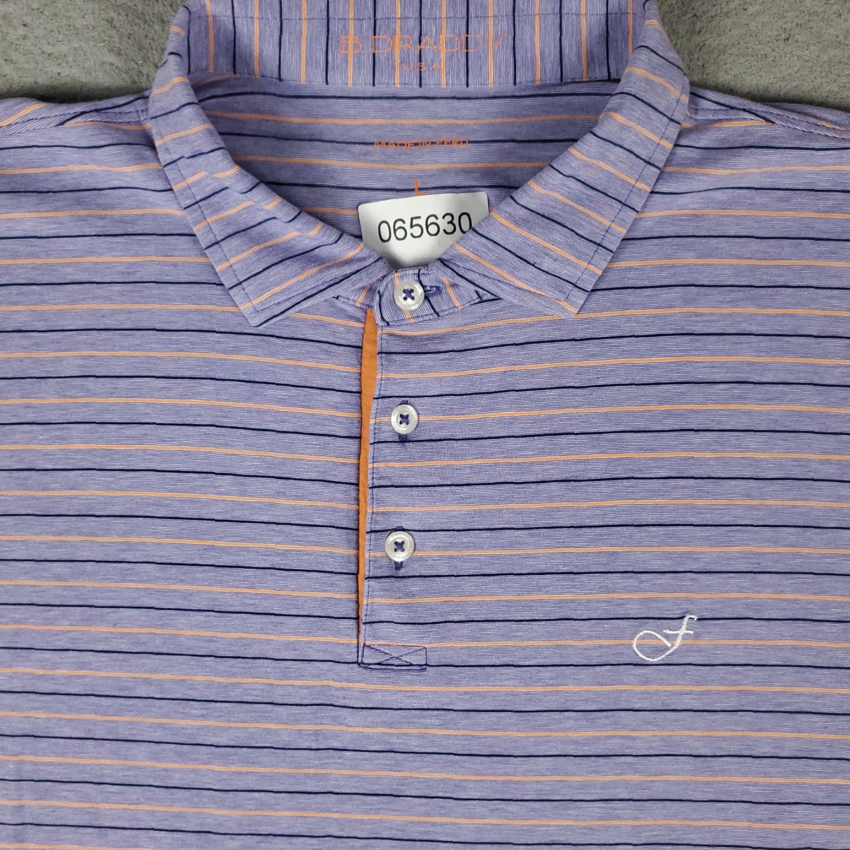 Vintage B Draddy Polo Shirt Mens Large Blue Striped Short Sleeve Polo Shirt Casual Golf Workwear Button Logo Vintage: No (remove N/A) Size US L / EU 52-54 / 3 - 2 Thumbnail