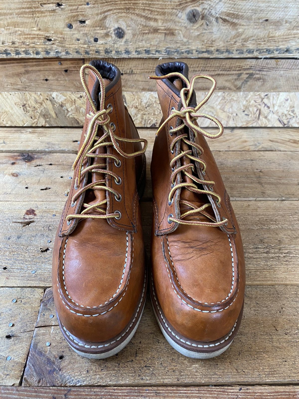 Red Wing Redwing moc-toe brown leather boots uk 6.5 | Grailed