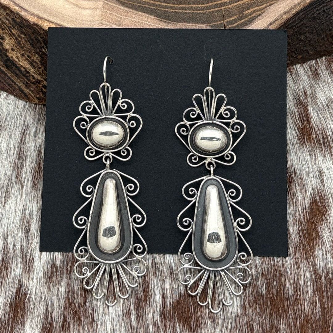 Other FEDERICO JIMENEZ Sterling Dangle Earrings Repousse & Scrolls Size ONE SIZE - 1 Thumbnail