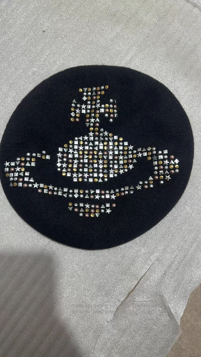 Vivienne Westwood Vivienne Westwood Black Saturn Stud Beret Size ONE SIZE - 2 Thumbnail