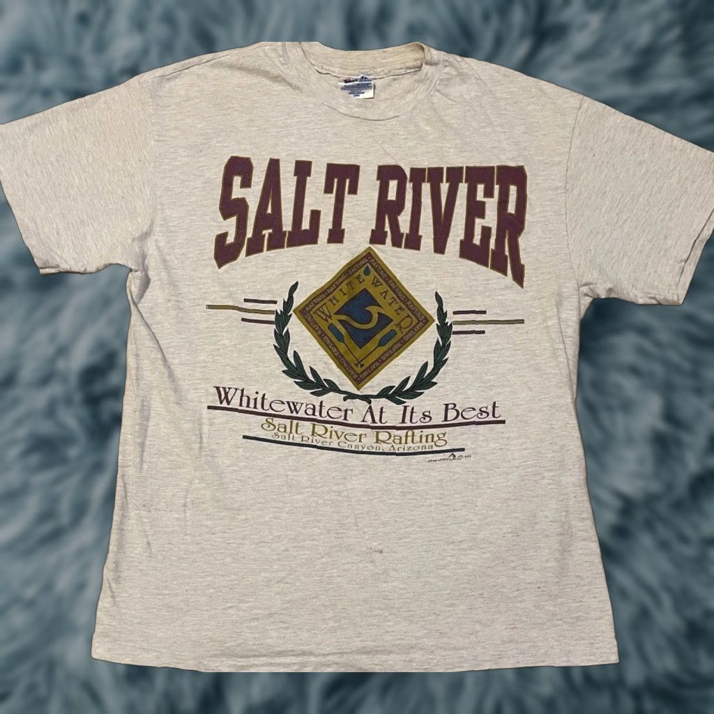 Vintage Vtg 90s Salt River Whitewater Rafting Faded Shirt M Arizona Beach Surf Grunge Shirt Mens Gray Size US M / EU 48-50 / 2 - 1 Thumbnail