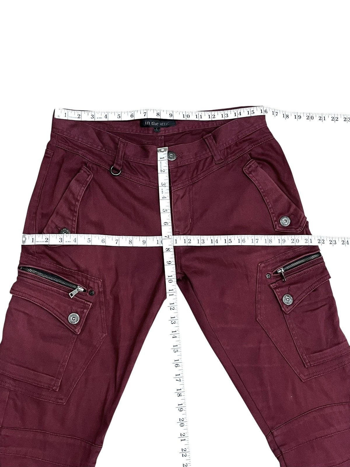 In The Attic In The Attic Punk Oxblood Zip Cargo Stretch Slim 32” Rare🔥 Size US 32 / EU 48 - 10 Thumbnail