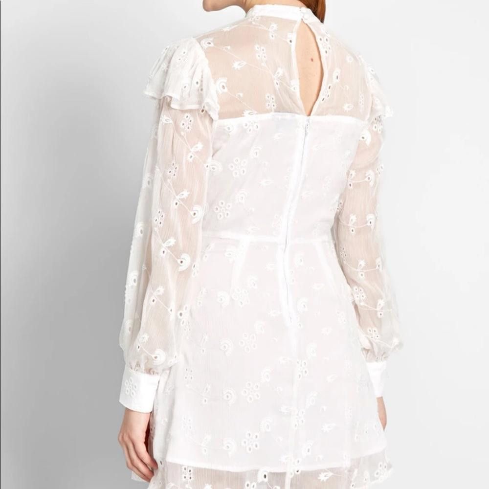 Designer White Lace Seeing Eye To Eyelet Long Sleeve Dress Size S / US 4 / IT 40 - 3 Thumbnail