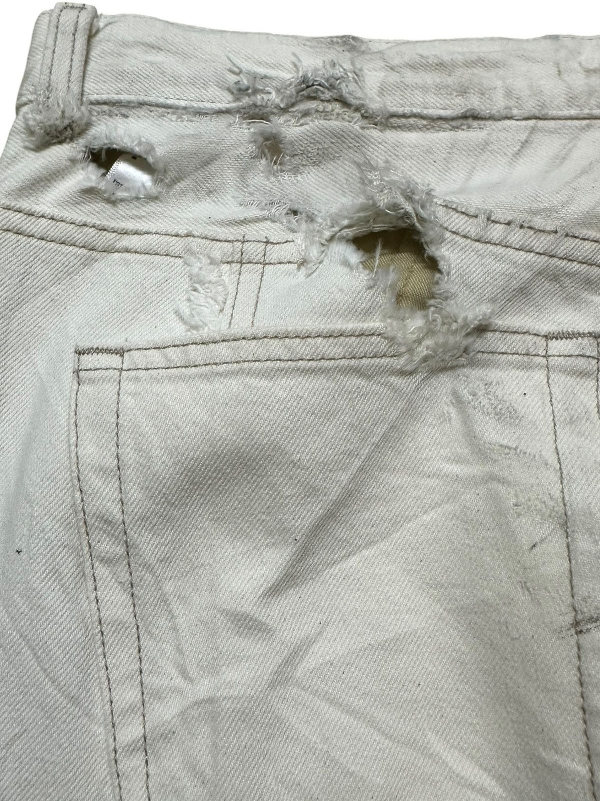 GU Vintage GU Baggy Cream Distinct Frayed Seam Down Front Denim Size US 32 / EU 48 - 6 Thumbnail