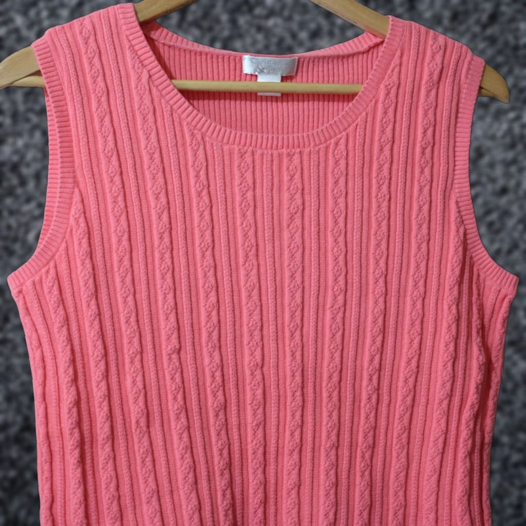 Vintage Christopher & Banks Sweater Sleeveless 100% Cotton Pink Women's L #H-10 Size L / US 10 / IT 46 - 1 Thumbnail