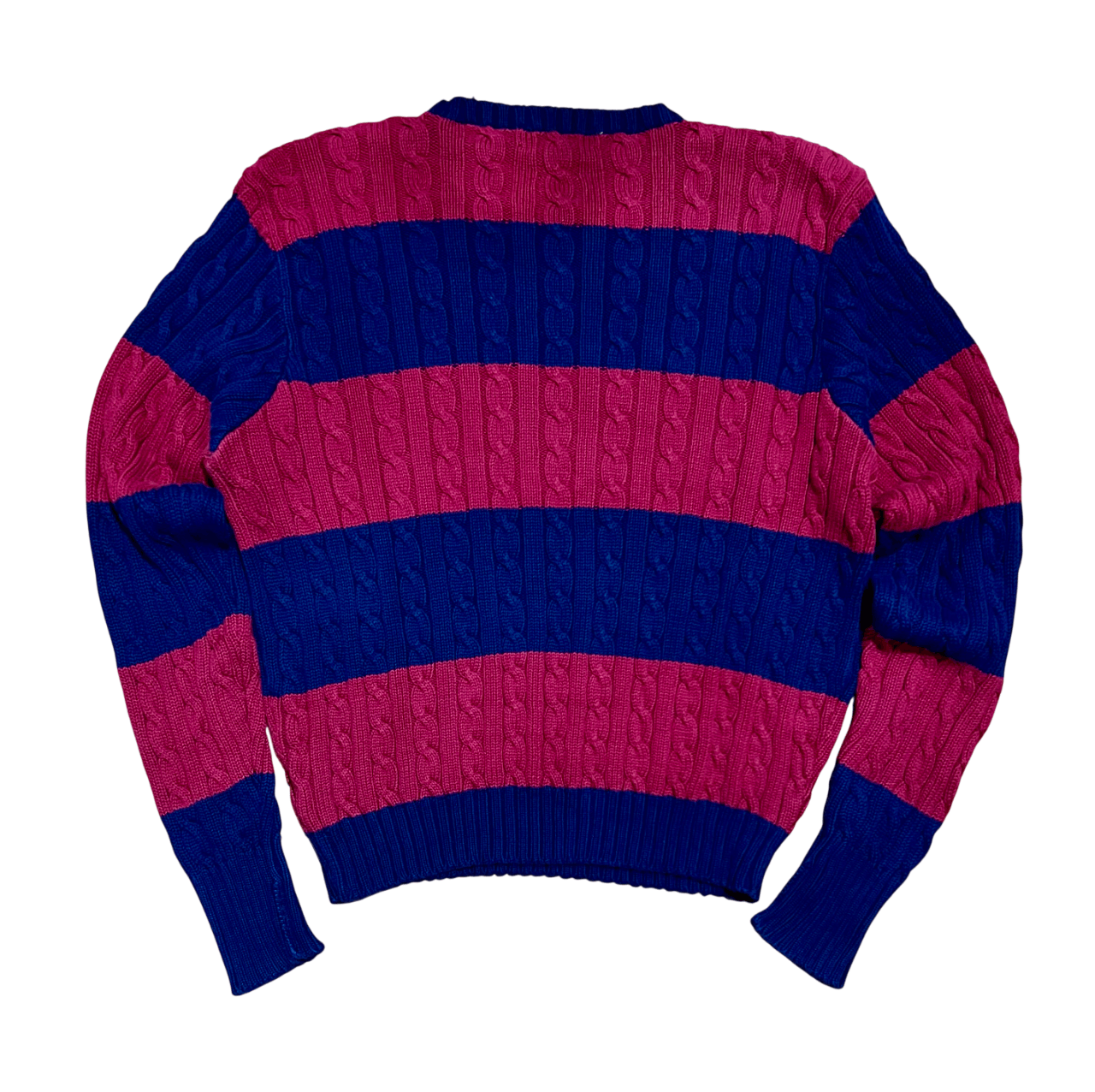 Polo Ralph Lauren Polo Ralph Lauren Striped Cable Knit Pullover Sweater Size US XL / EU 56 / 4 - 4 Thumbnail