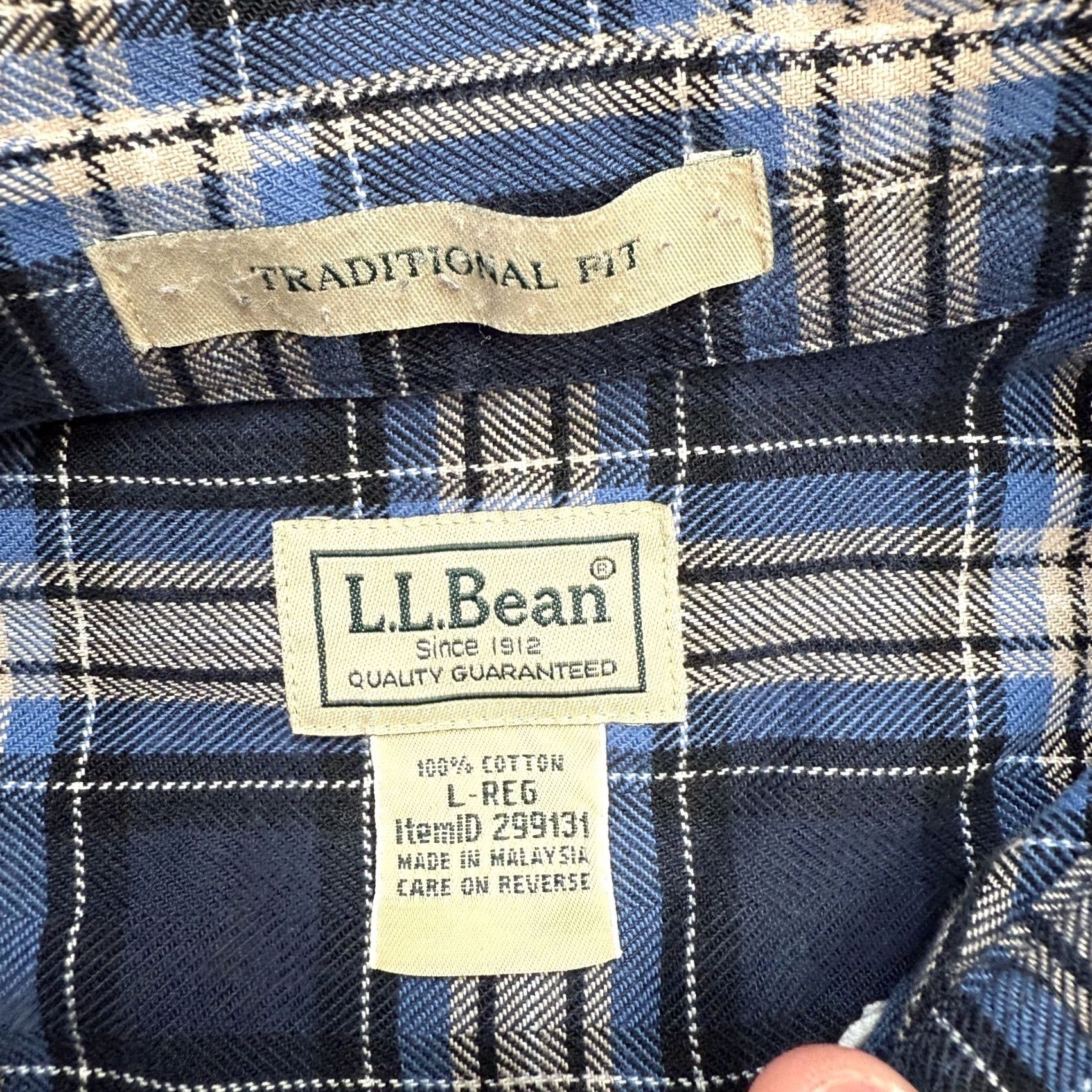 Vintage L.L. Bean Shirt Mens Large Blue Plaid Flannel Button Down Workshirt Size US L / EU 52-54 / 3 - 4 Thumbnail