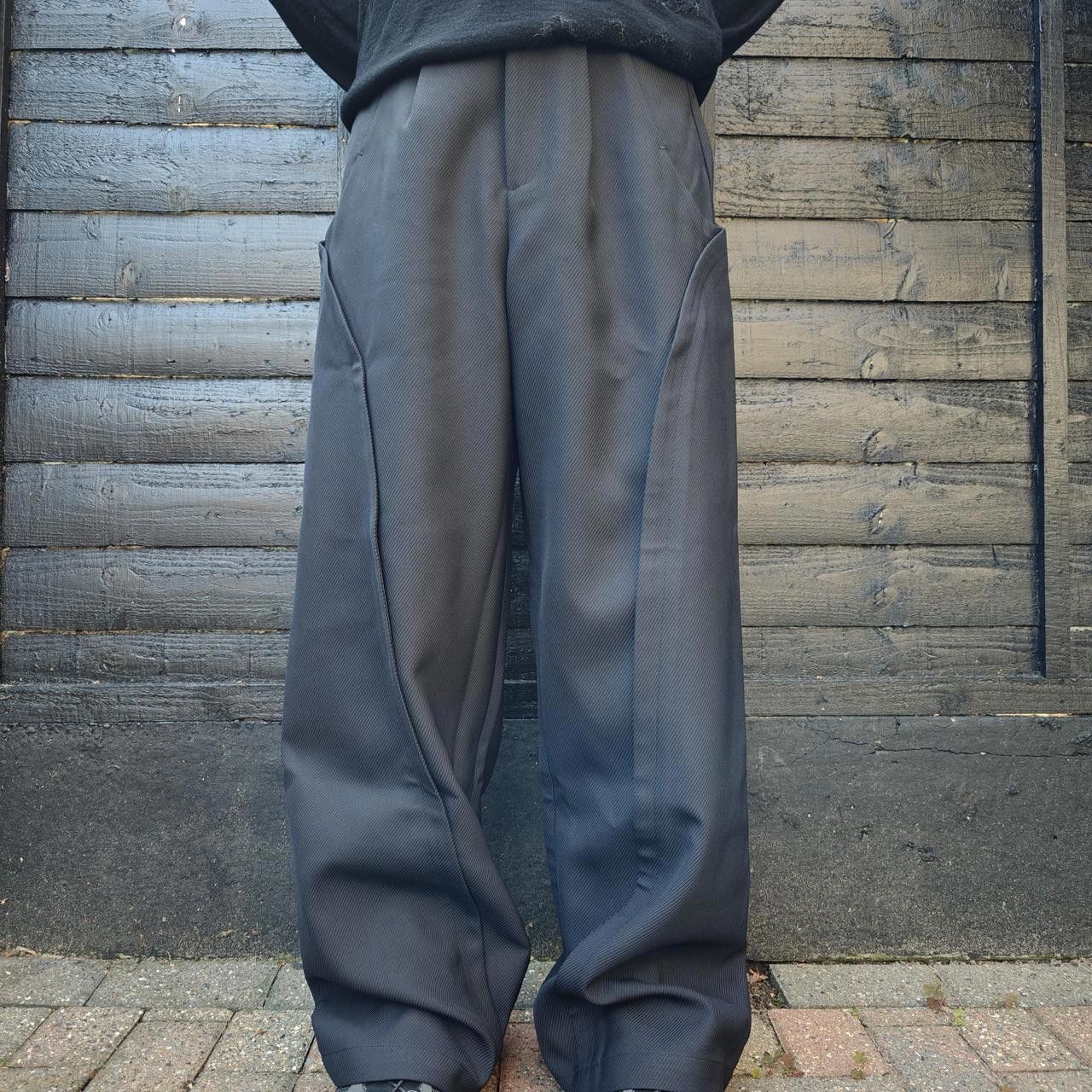 Other Black Wave Panelled Wide Leg Trousers Size US 32 / EU 48 - 1 Thumbnail