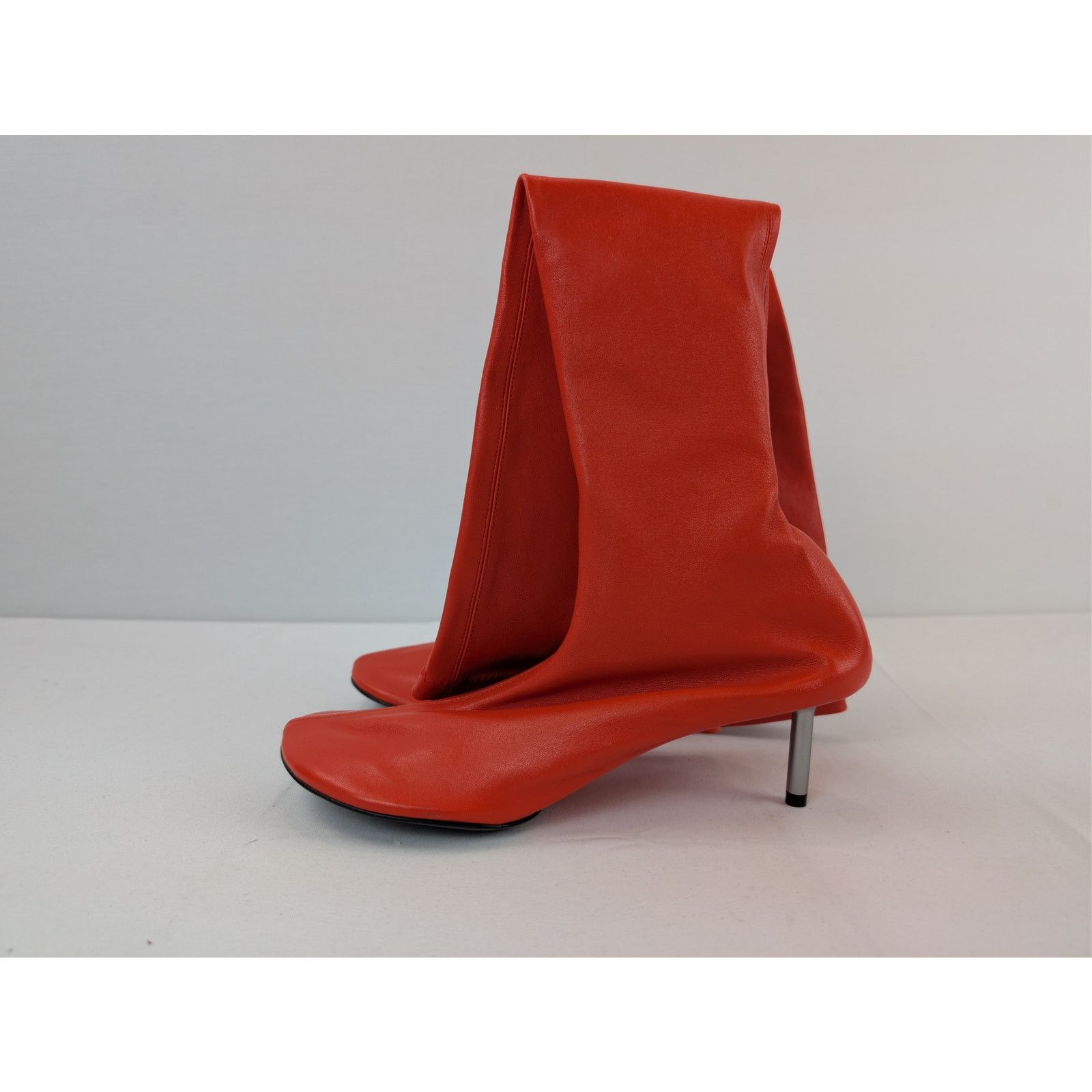 Jil Sander o1rshd1 Women's Nappa Stretch Leather High Boots in Poppy Size US 9 / IT 39 - 10 Thumbnail