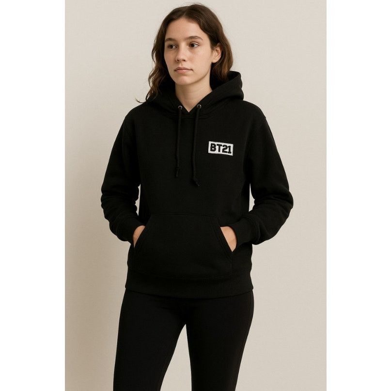 Other Cozy Minimalist Black Fleece Hoodie BT21 Size S Unisex Fit Size S / US 4 / IT 40 - 2 Thumbnail