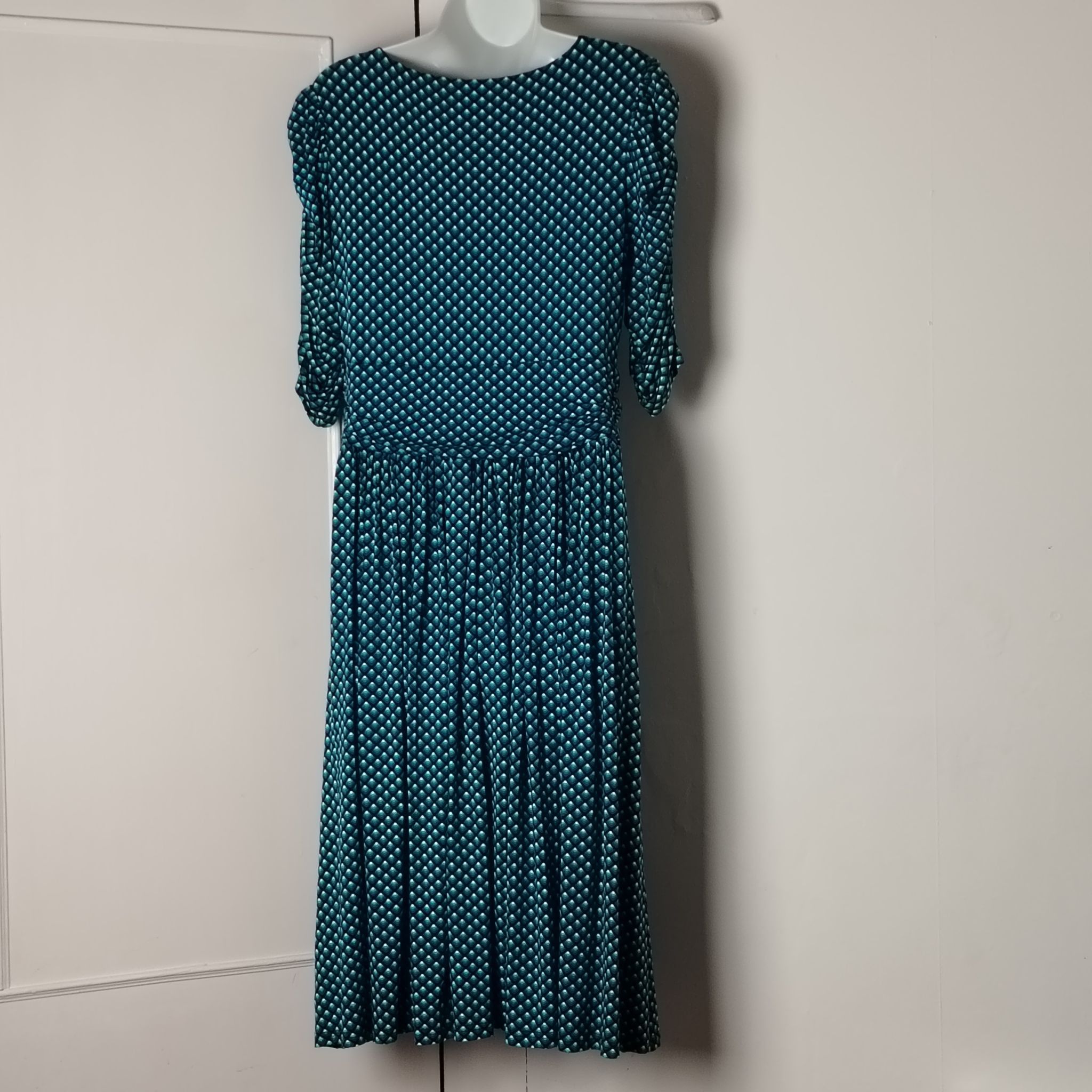 Other Jolie Moi Dress Pre-Loved14 Teal Geometric Print Midi 3/4 Size XL / US 12-14 / IT 48-50 - 2 Thumbnail