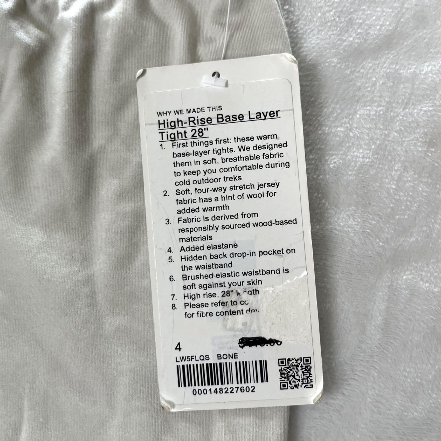 Lululemon Lululemon Womens 4 White High-Rise Base Layer Tight 28" Thermal Hiking Pants Size 27" / US 4 / IT 40 - 4 Thumbnail