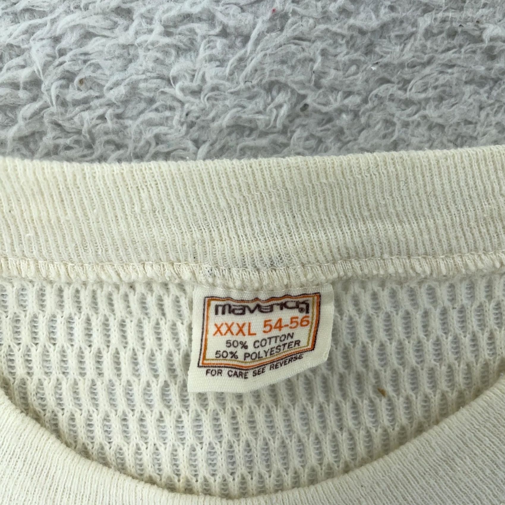Off-White VINTAGE Maverick Shirt Mens M Off-White Ivory Thermal Crew Long Sleeve 80s Knit Size US M / EU 48-50 / 2 - 7 Thumbnail