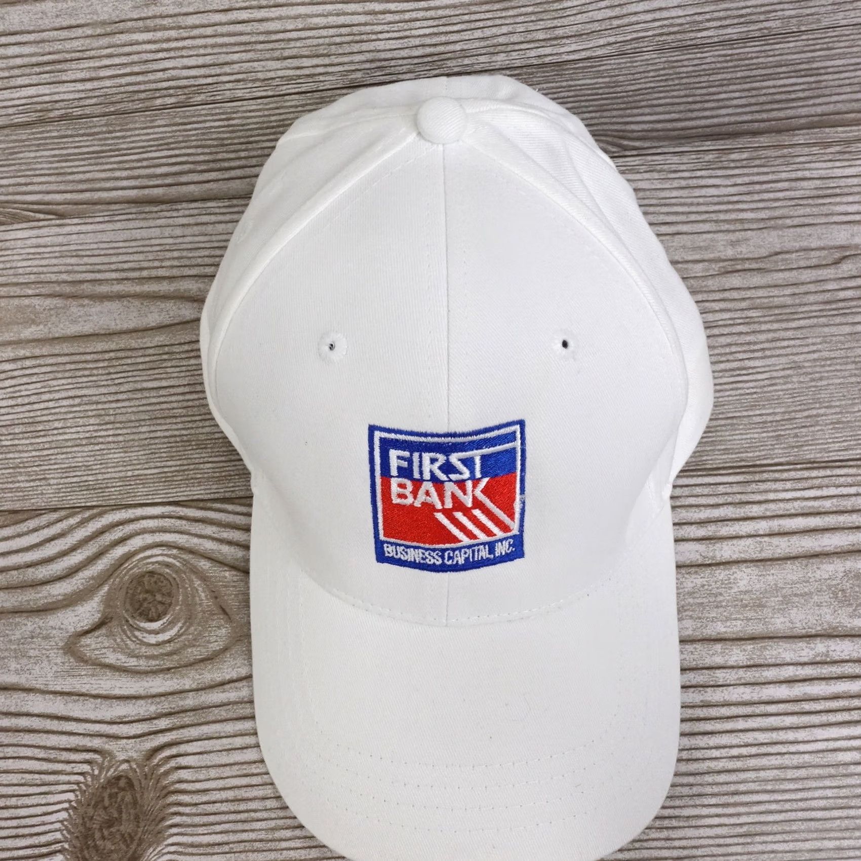 Vintage First Bank One Size White Adjustable Strapback Baseball Hat Cap Size ONE SIZE - 3 Thumbnail
