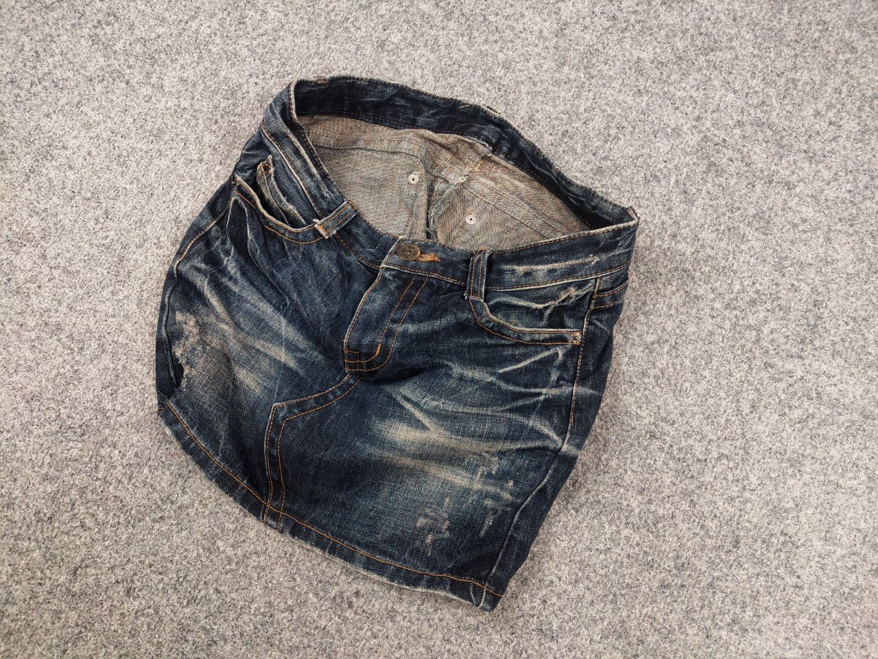 Japanese Brand Vintage Opium Y2K Bondage Distressed Washed Denim Mini Skirt Size 28" / US 6 / IT 42 - 3 Thumbnail