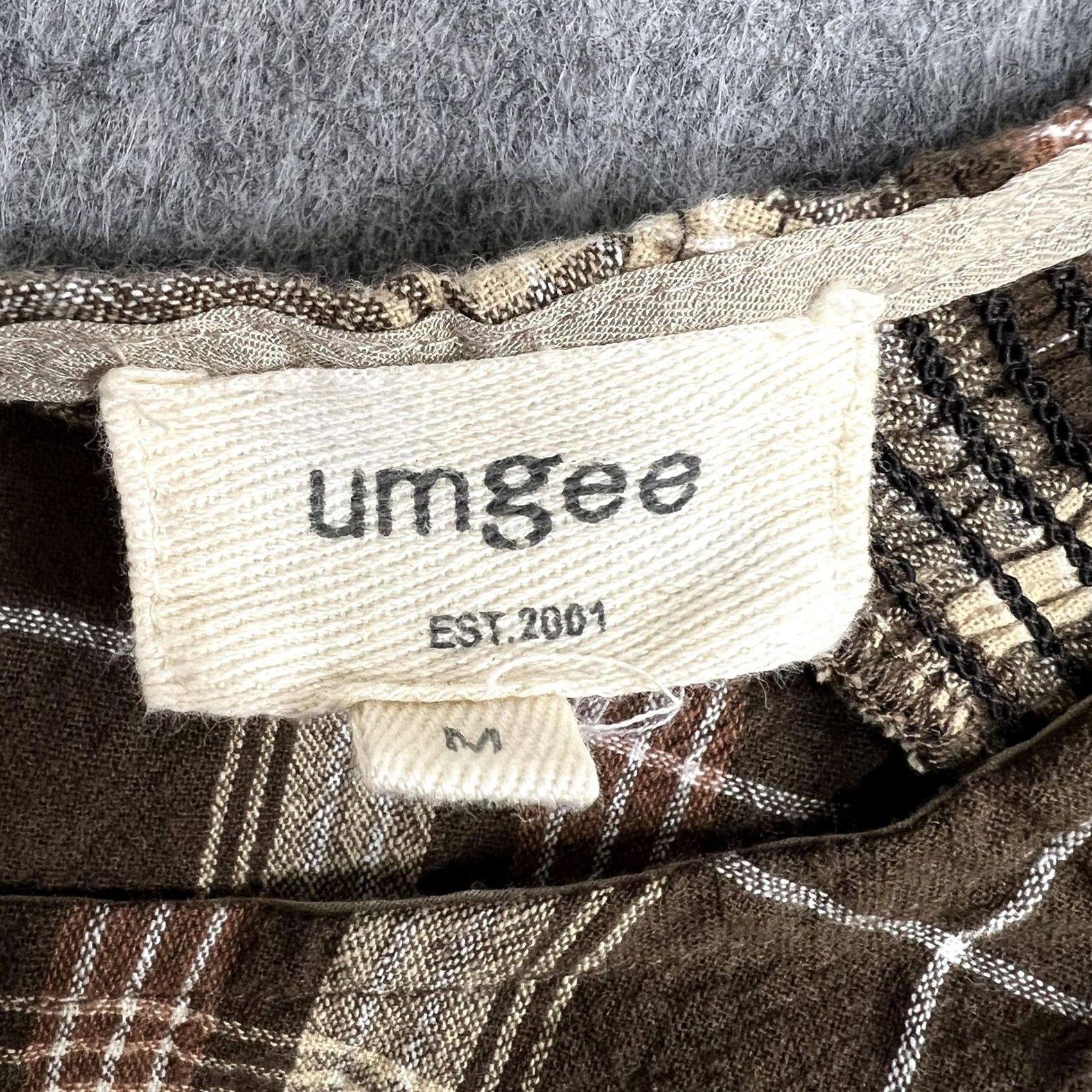 Vintage UMGEE Blouse Womens M Brown Plaid Tunic 3/4 Sleeve Cotton Top Ruffle Boho Shirt Size M / US 6-8 / IT 42-44 - 3 Thumbnail